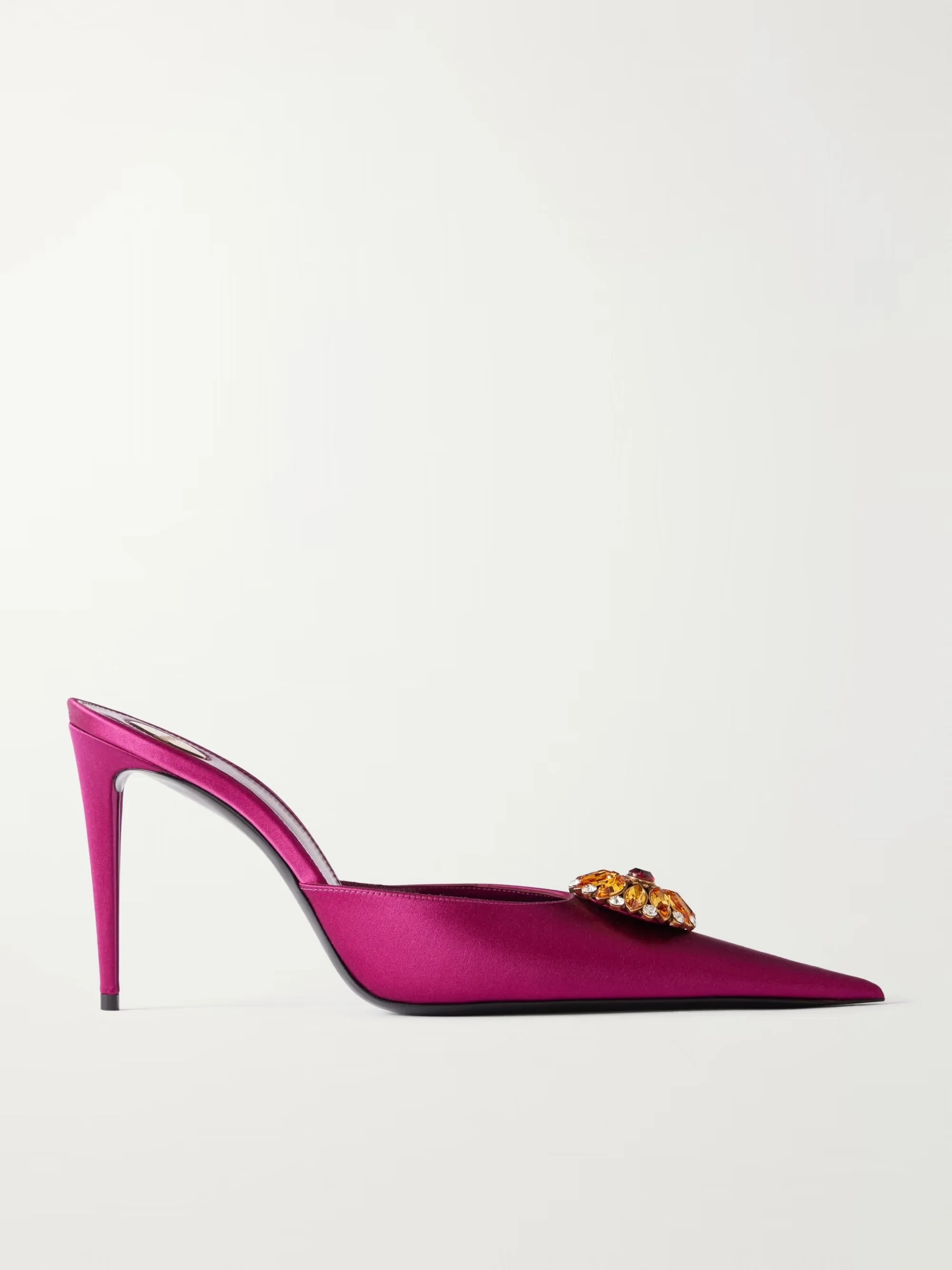 SAINT LAURENT - Cosmo 95 embellished satin- mules