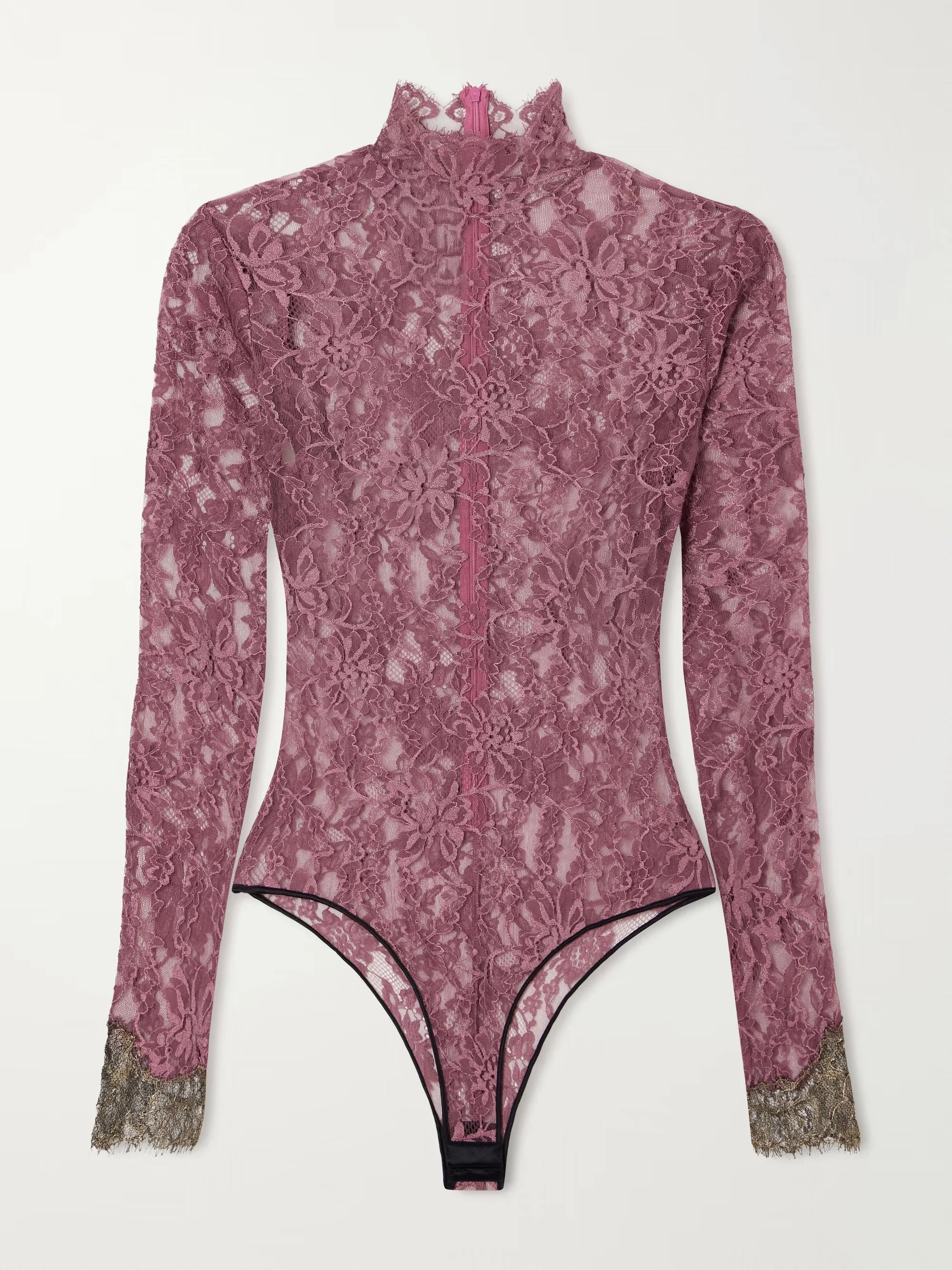 VALENTINO GARAVANI - Scalloped lace-jersey bodysuit