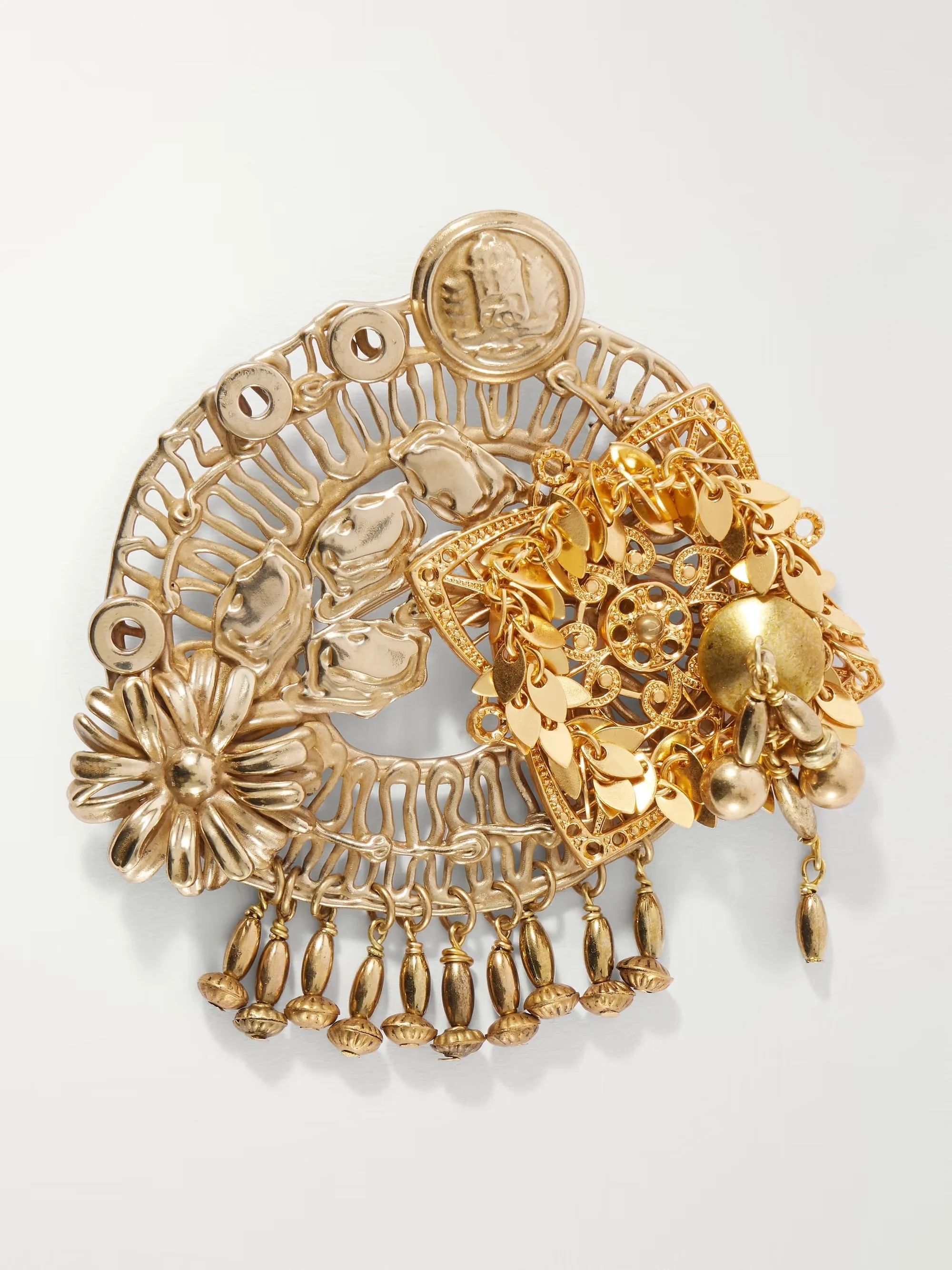 DRIES VAN NOTEN - Embellished gold-tone brooch