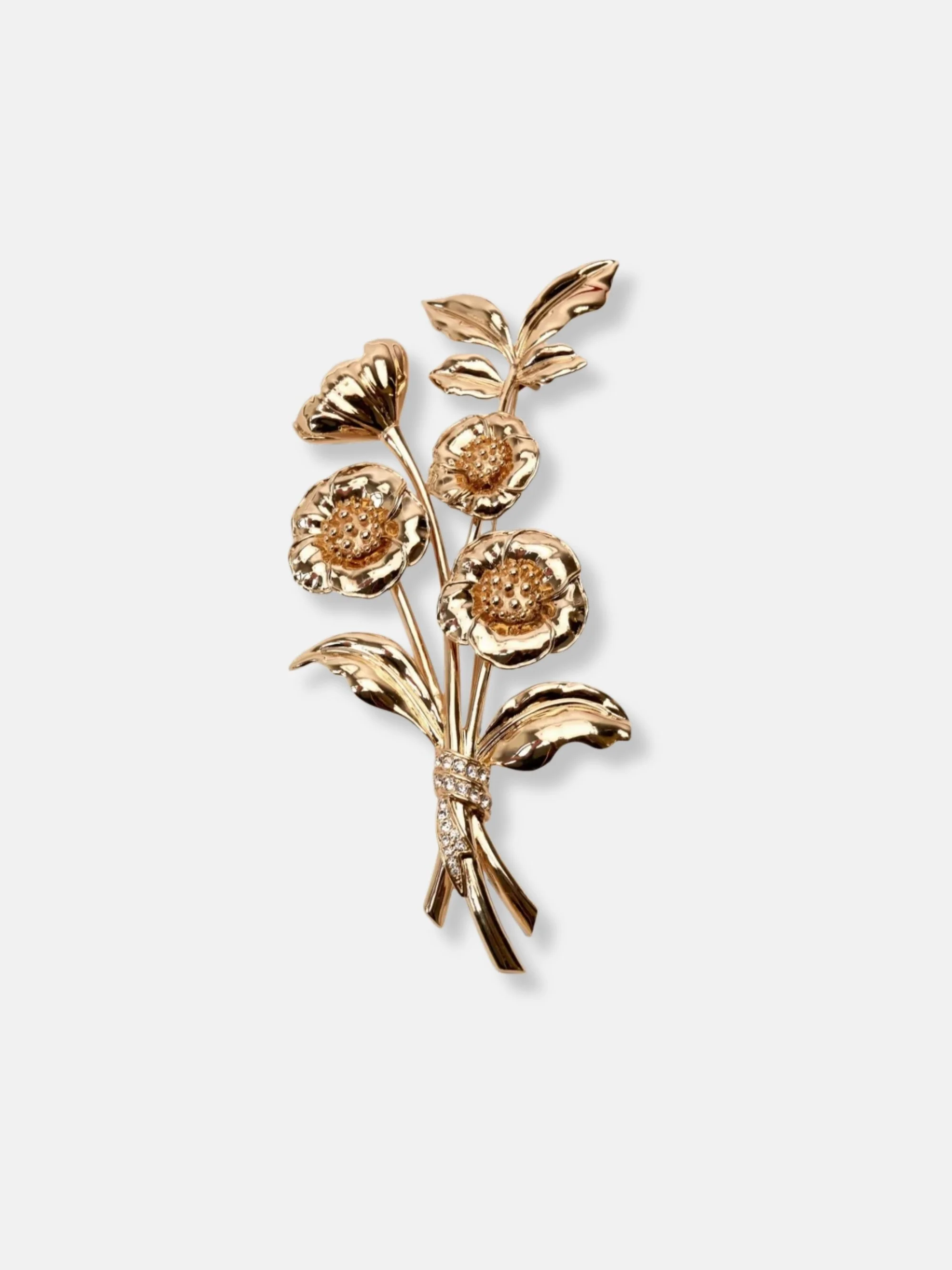 CAROLINA HERRERA - Floral-motif crystal-embellished brooch