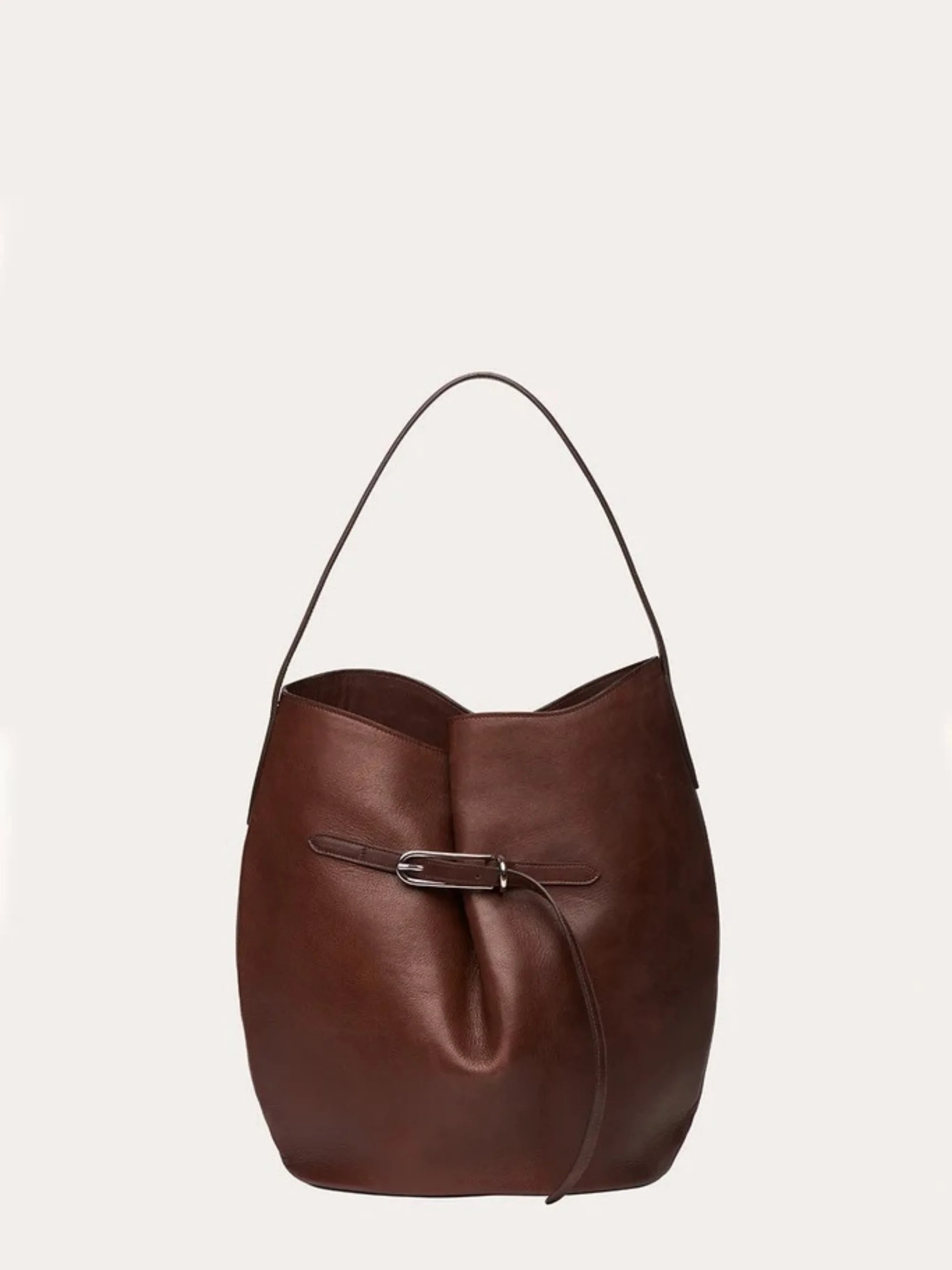 LIFFNER - Belted Bucket Bag Large Dark Brown