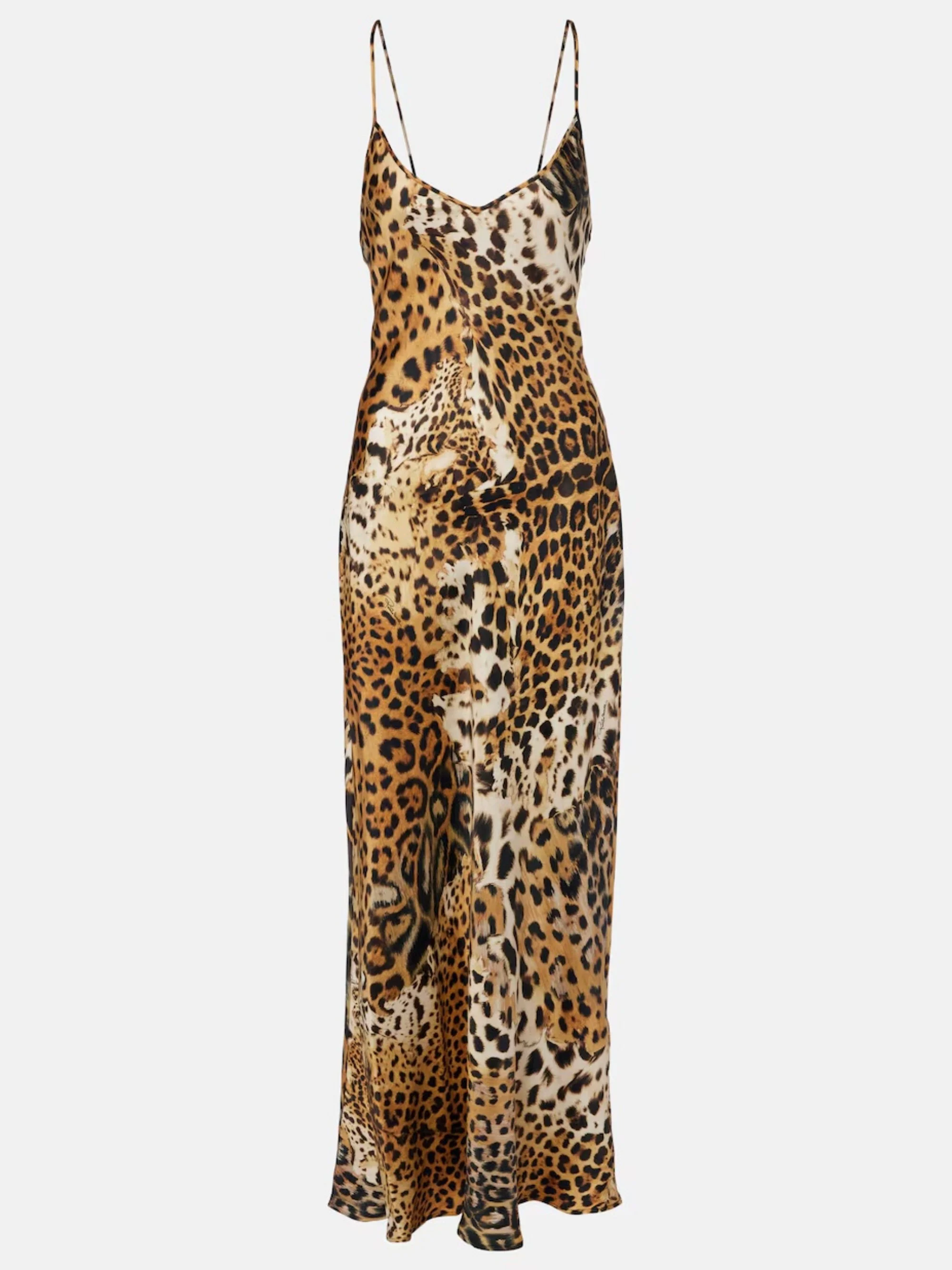 ROBERTO CAVALLI - Printed silk satin slip dress