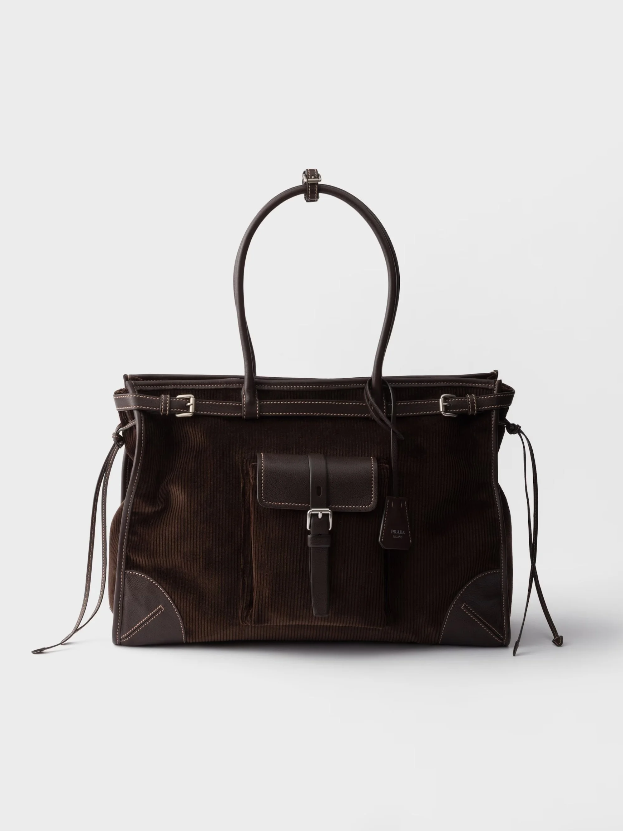 PRADA - Bonnie extra large corduroy and leather handbag