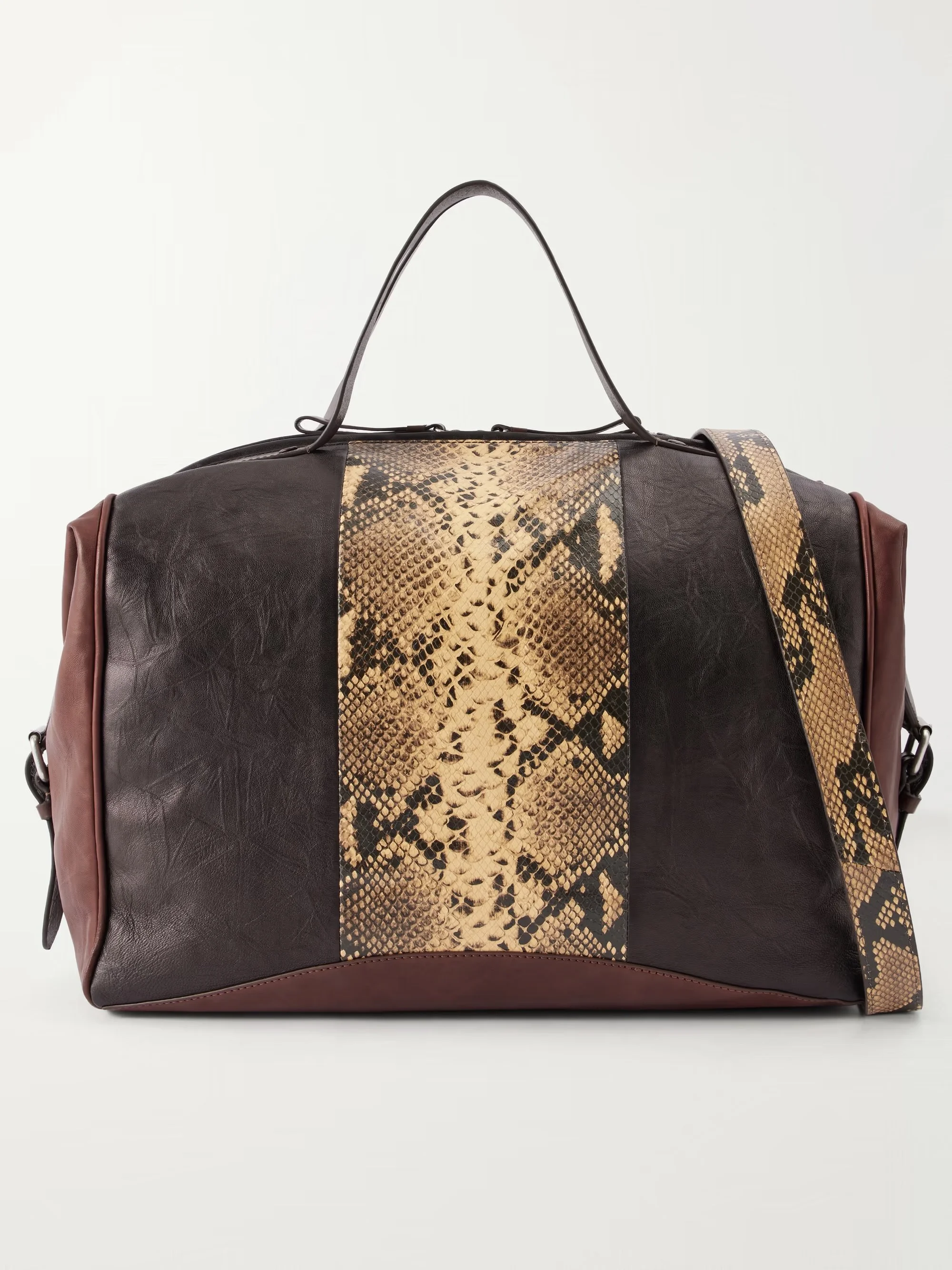DRIES VAN NOTEN - Snake-effect leather weekend bag