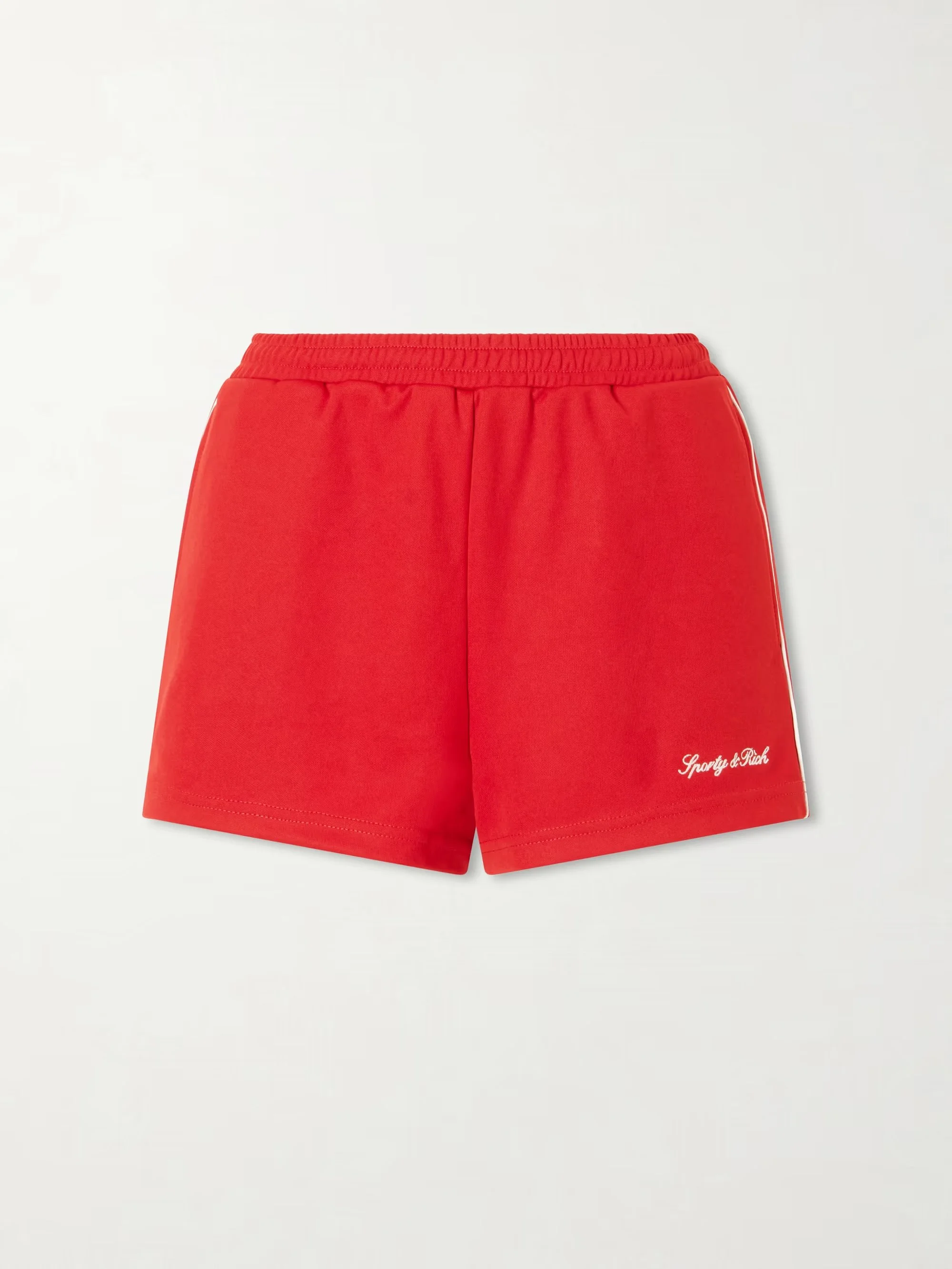 SPORTY & RICH - Logo-embroidered jersey shorts