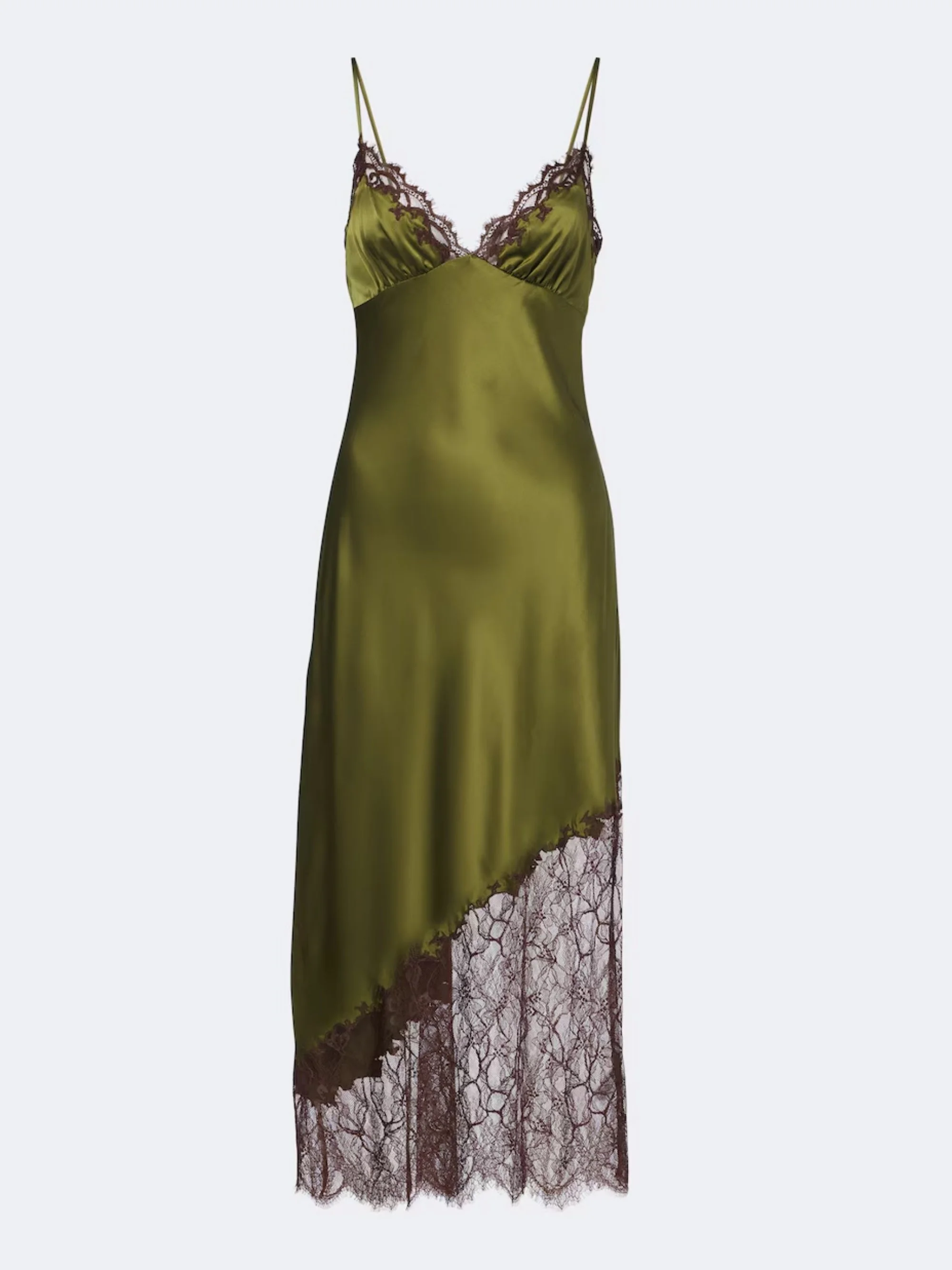 STAUD - Lara lace-trimmed silk-blend satin slip dress