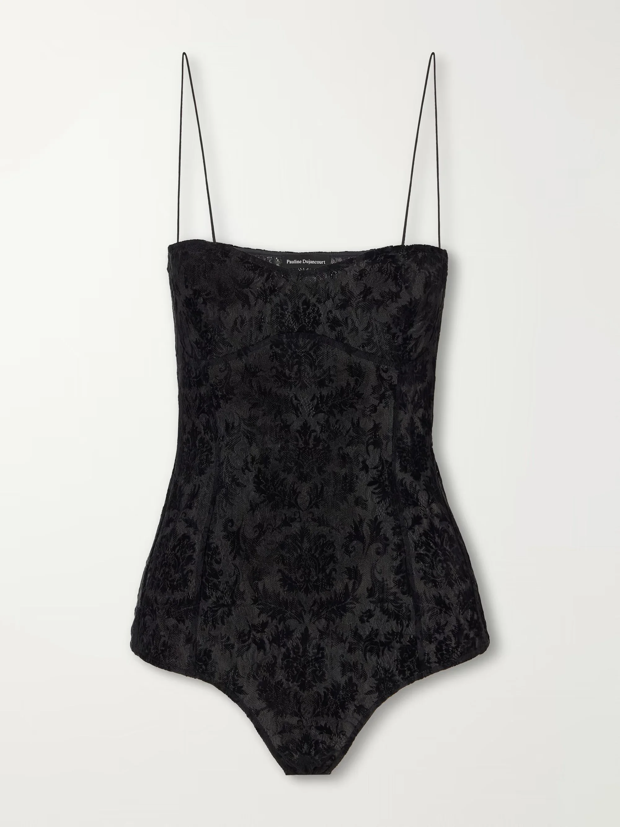 PAULINE DUJANCOURT - Liqaa velvet-lace bodysuit