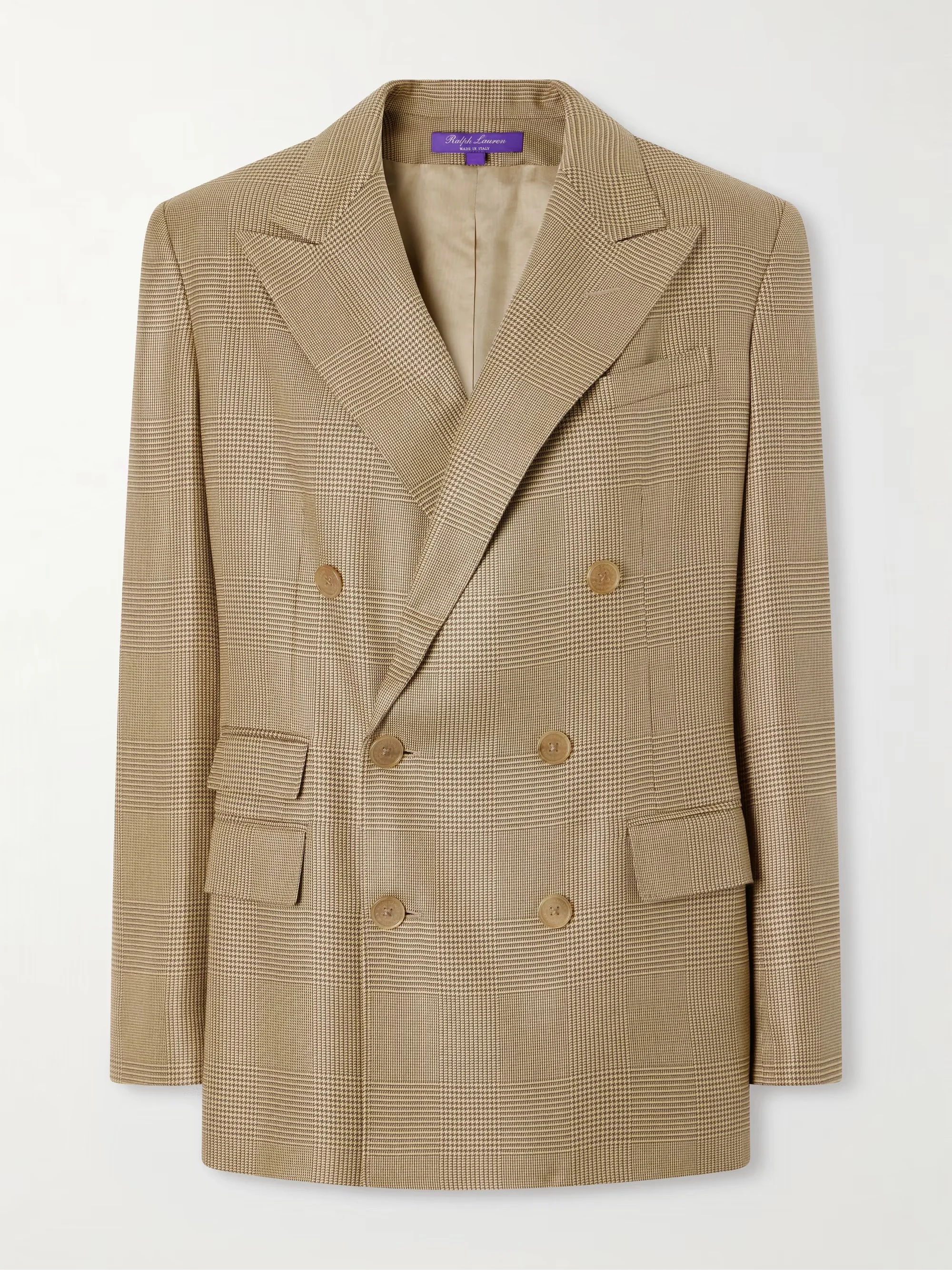 RALPH LAUREN COLLECTION - Glen double-breasted Prince of Wales checked silk blazer