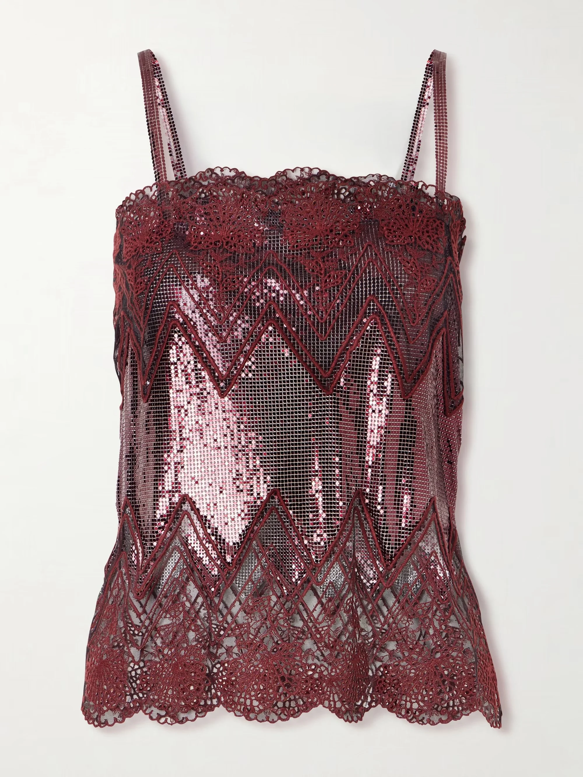 RABANNE - Lace-trimmed chainmail camisole