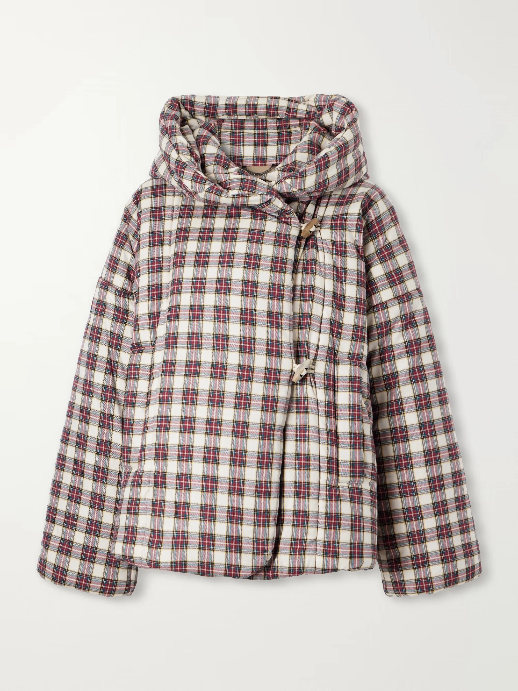 DRIES VAN NOTEN - Hooded checked padded cotton-flannel jacket