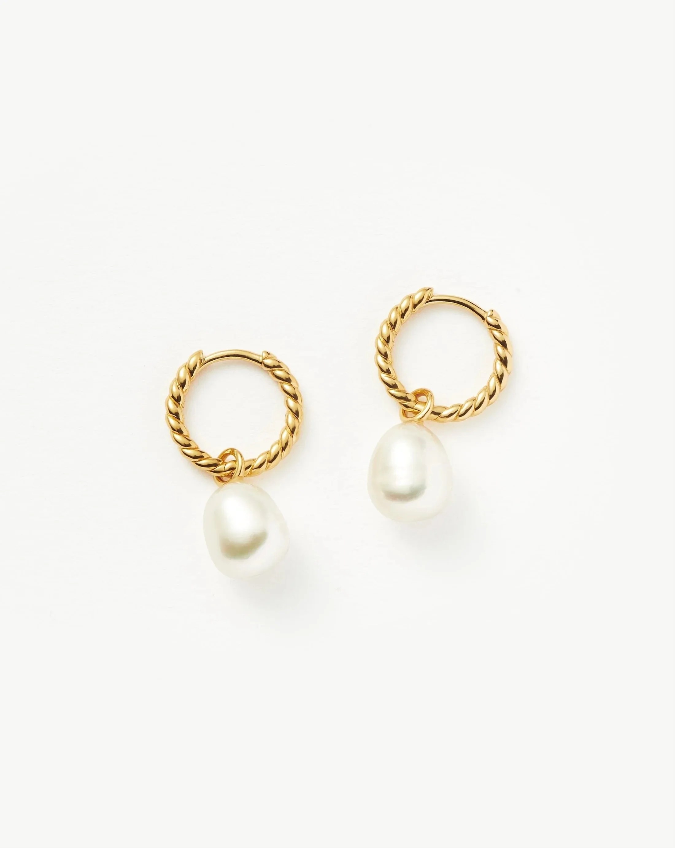 MISSOMA - Pearl Twisted Small Drop Hoop Earrings