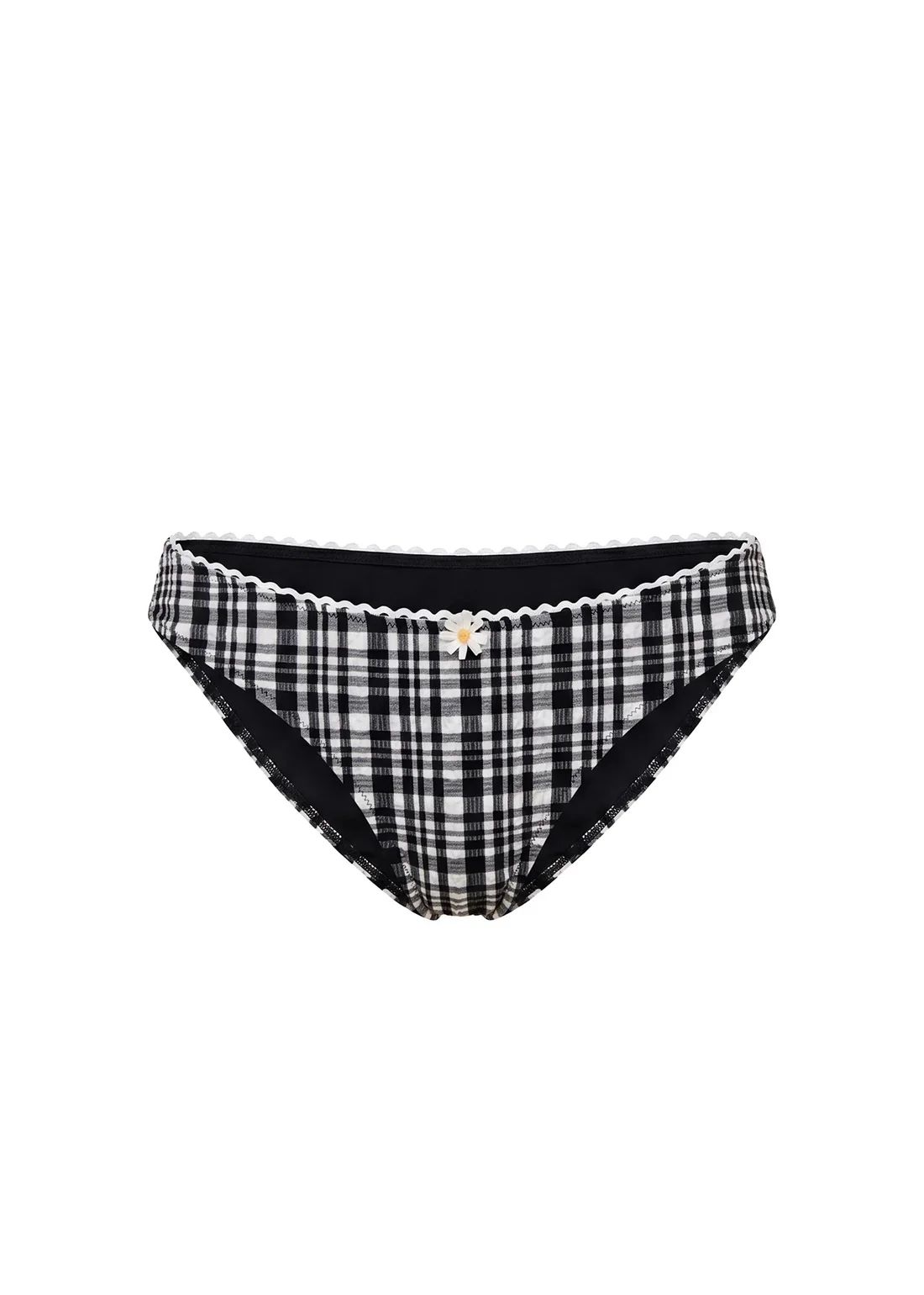Solid & Striped - Daphne Bikini Bottom Puckered Plaid Noir