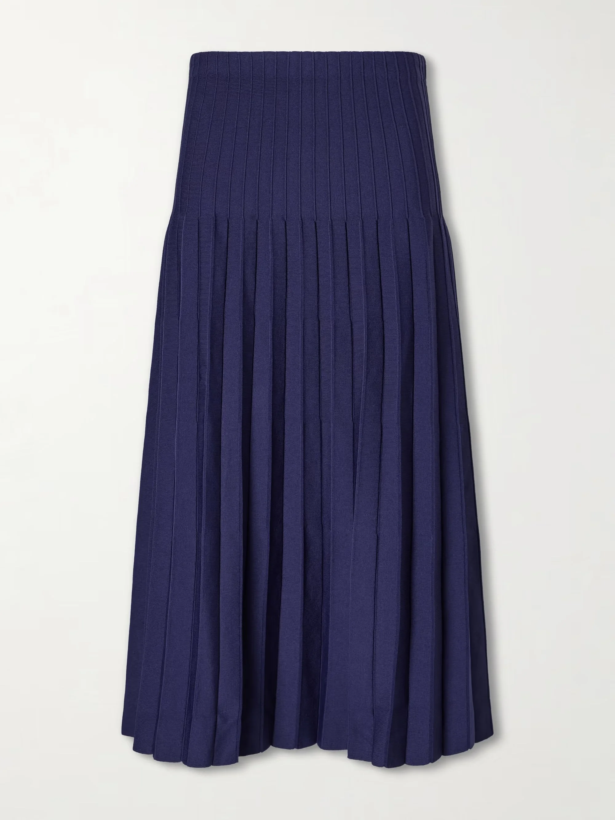 STAUD - Lena pleated knitted midi skirt
