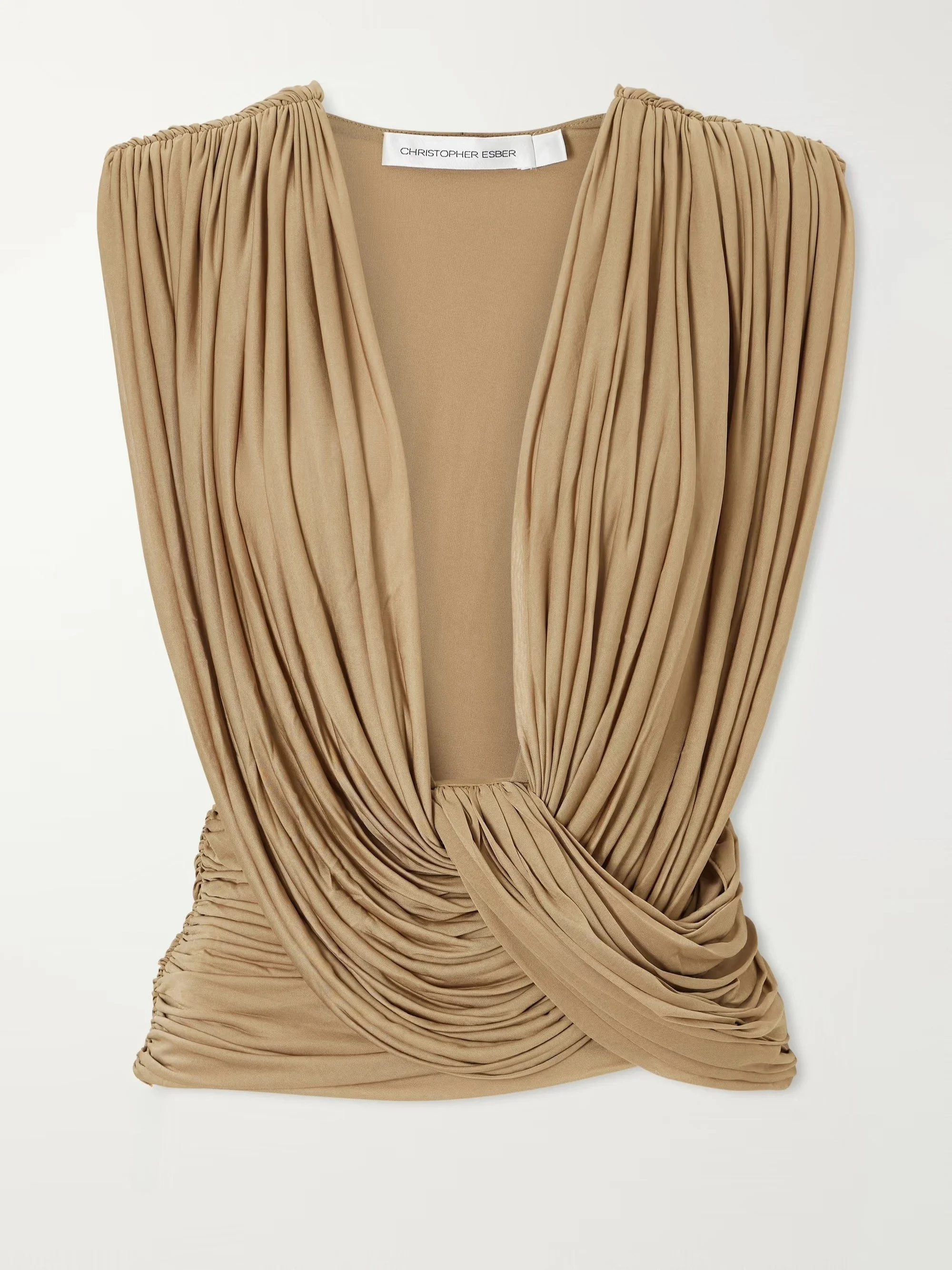 CHRISTOPHER ESBER - Ripple draped mesh top