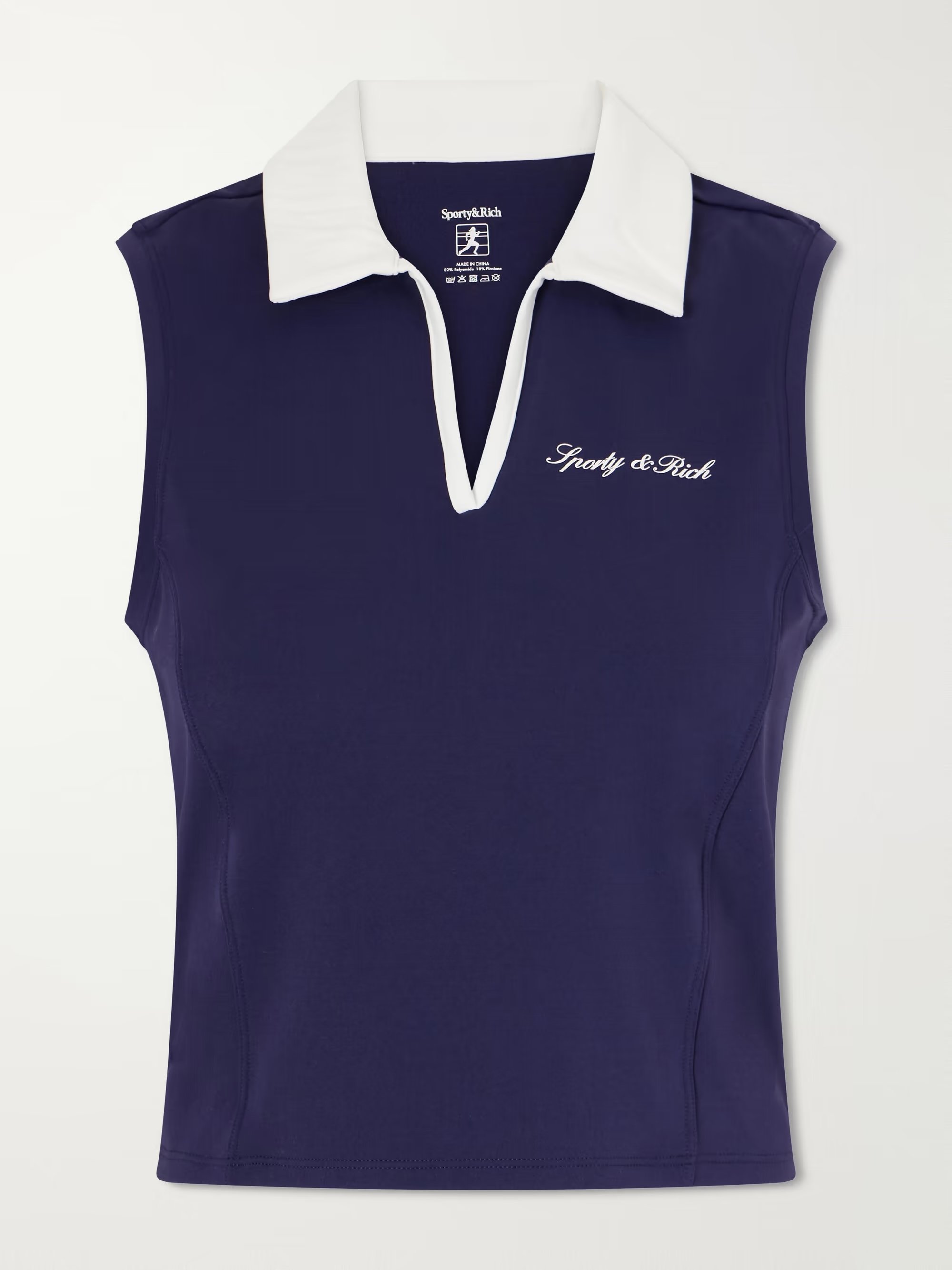 SPORTY & RICH - Logo-appliquéd stretch-jersey top