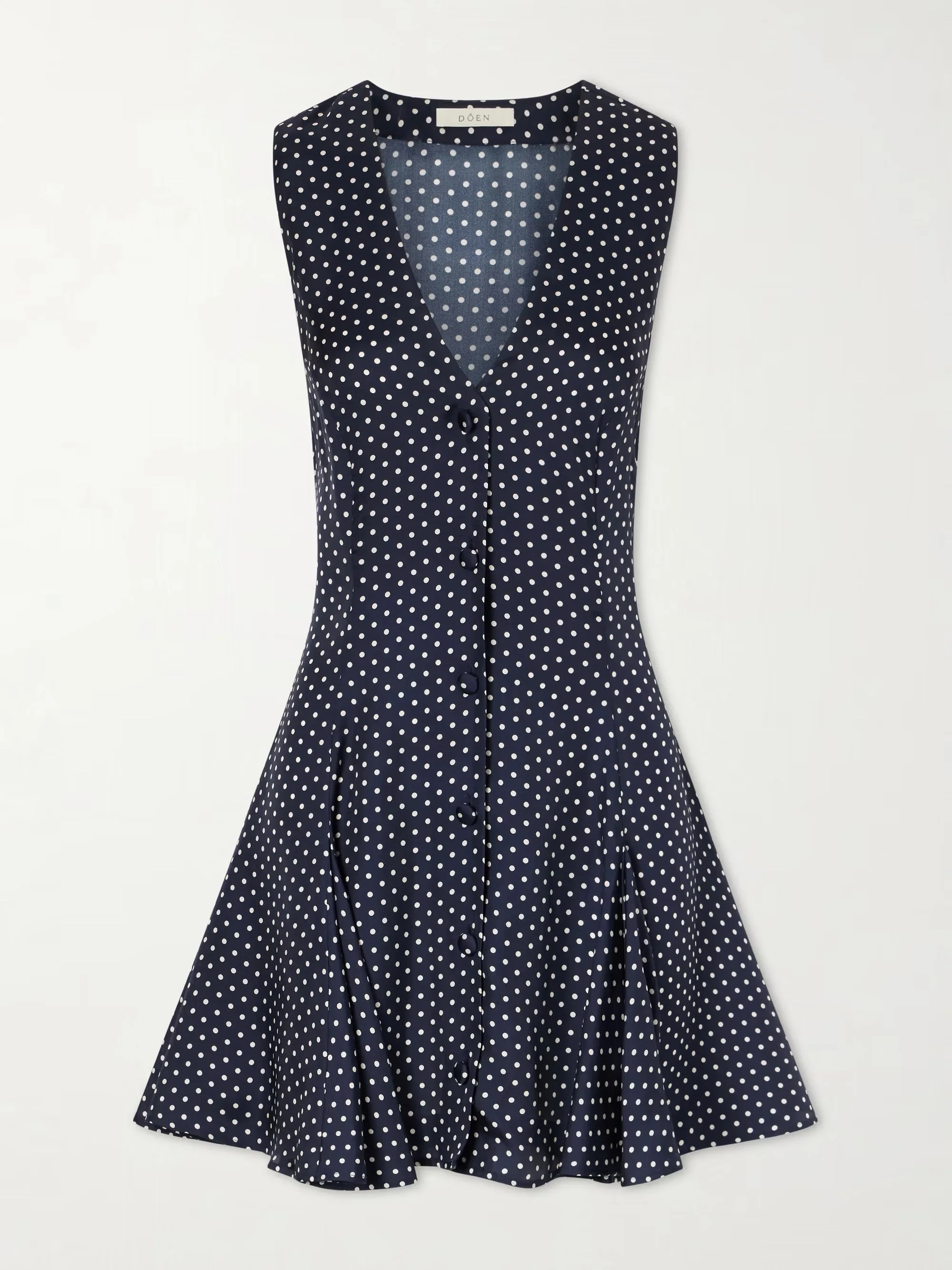 DÔEN - Aubrey polka-dot silk-blend twill mini dress