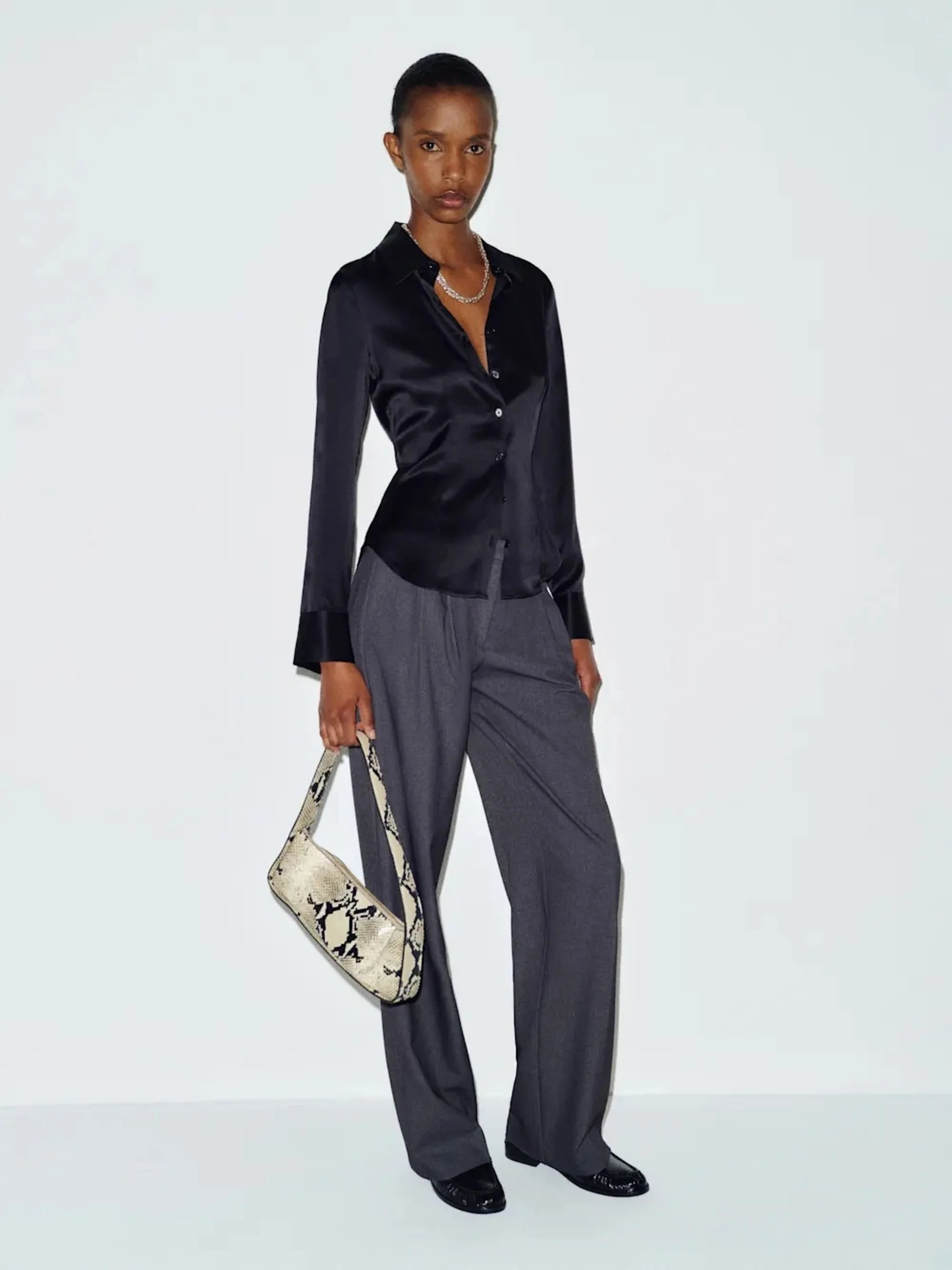 REFORMATION - Raya Fitted Silk Shirt