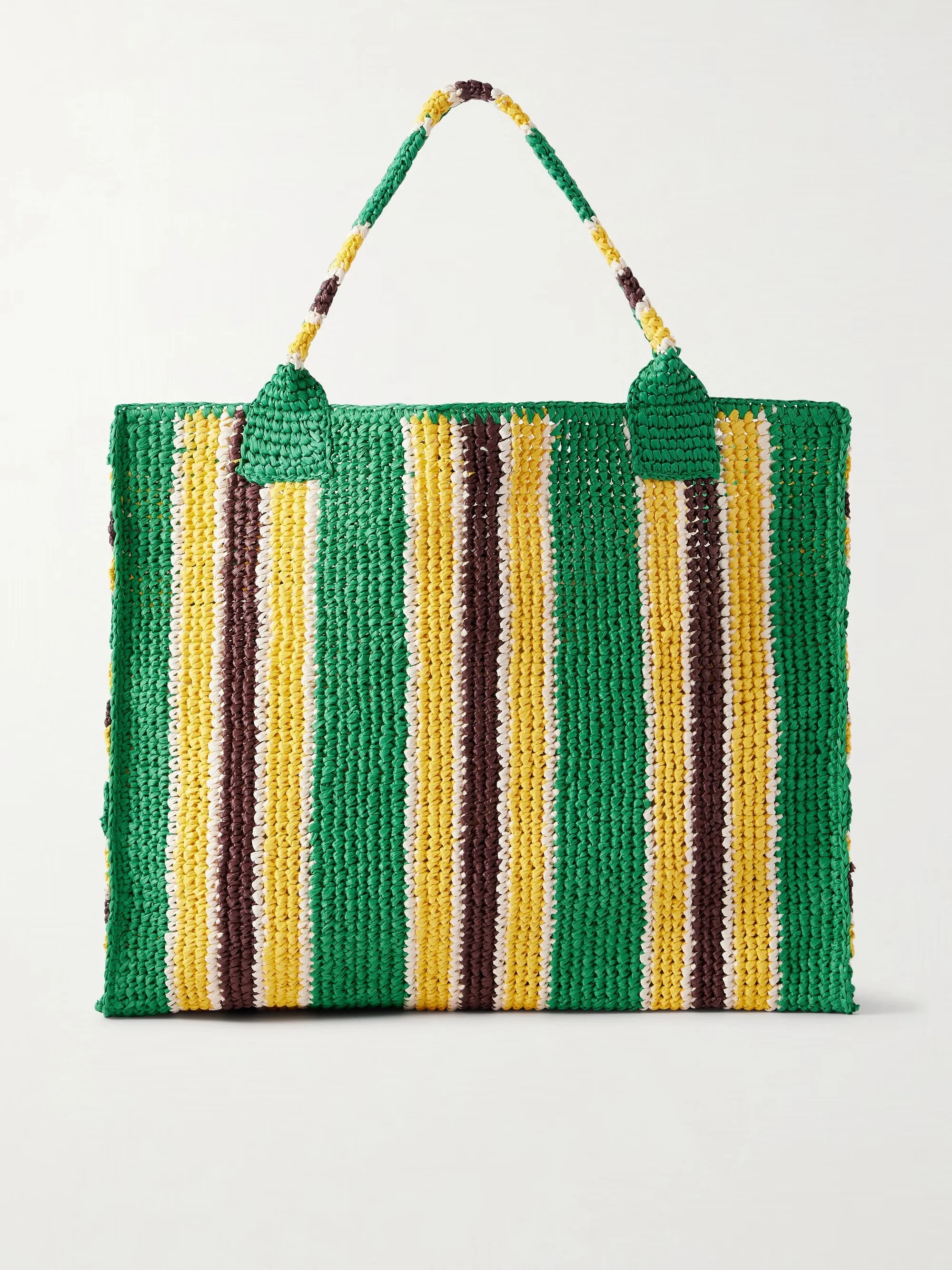 LOEFFLER RANDALL - Sol striped woven raffia tote bag