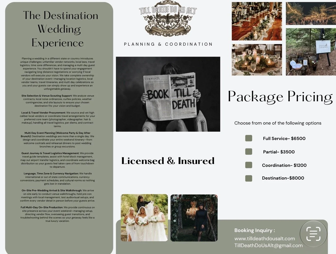 Wedding planning and coordination packages