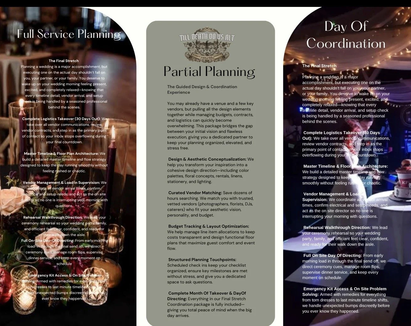Wedding planning and coordination packages