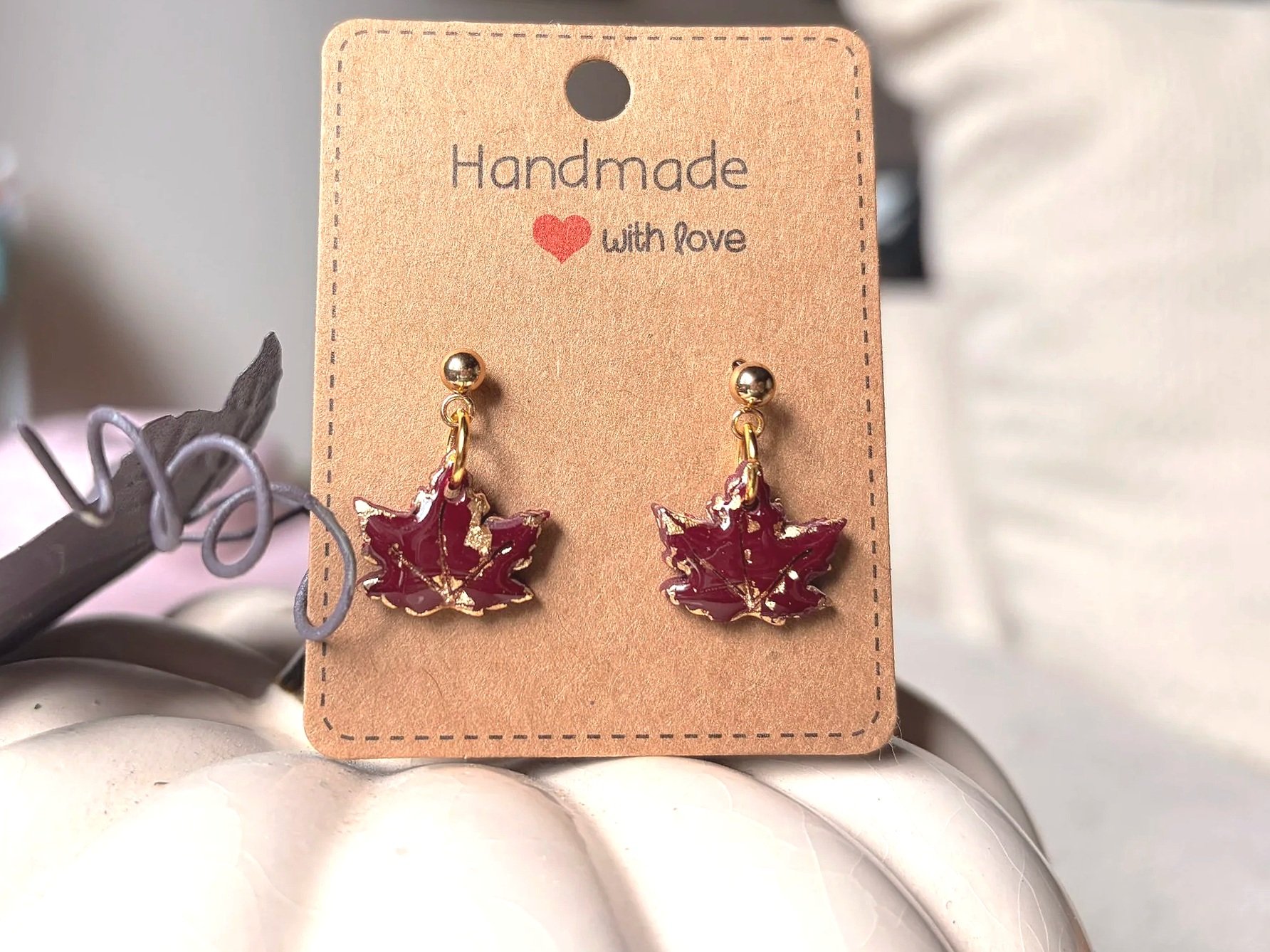Maroon Maple Dangle
