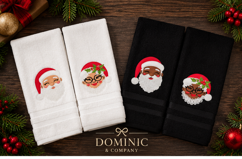 Mr. & Mrs. Claus Embroidered Towel Set