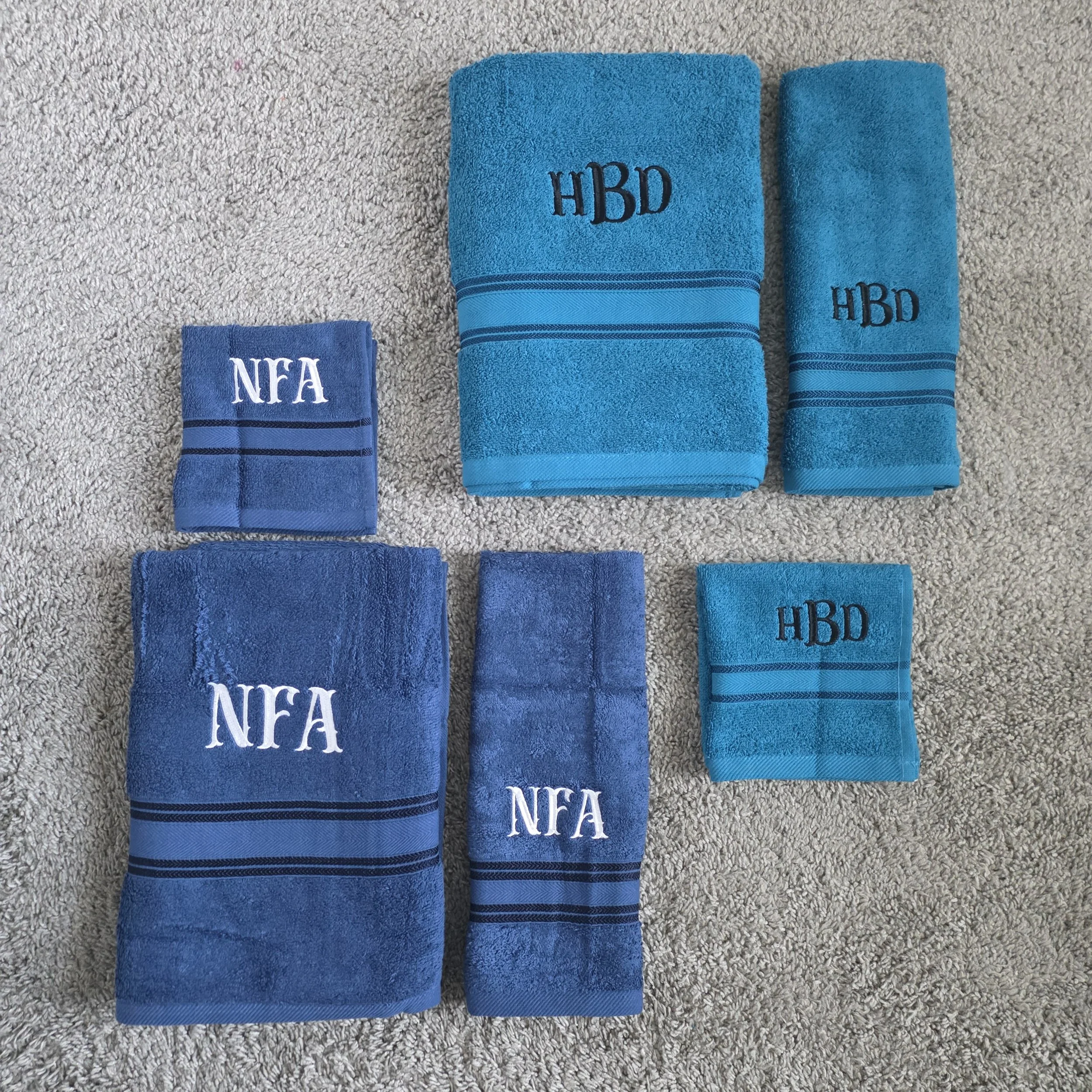 Custom embroidered monogram towel sets
