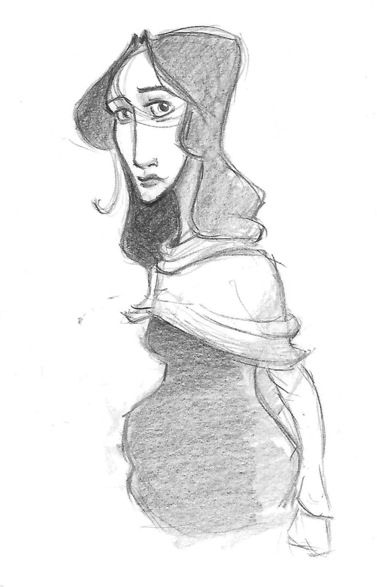Character Design for Marisa, the voice of the prayer, in "The Ravensbrück Prayer" by Elias Dancey