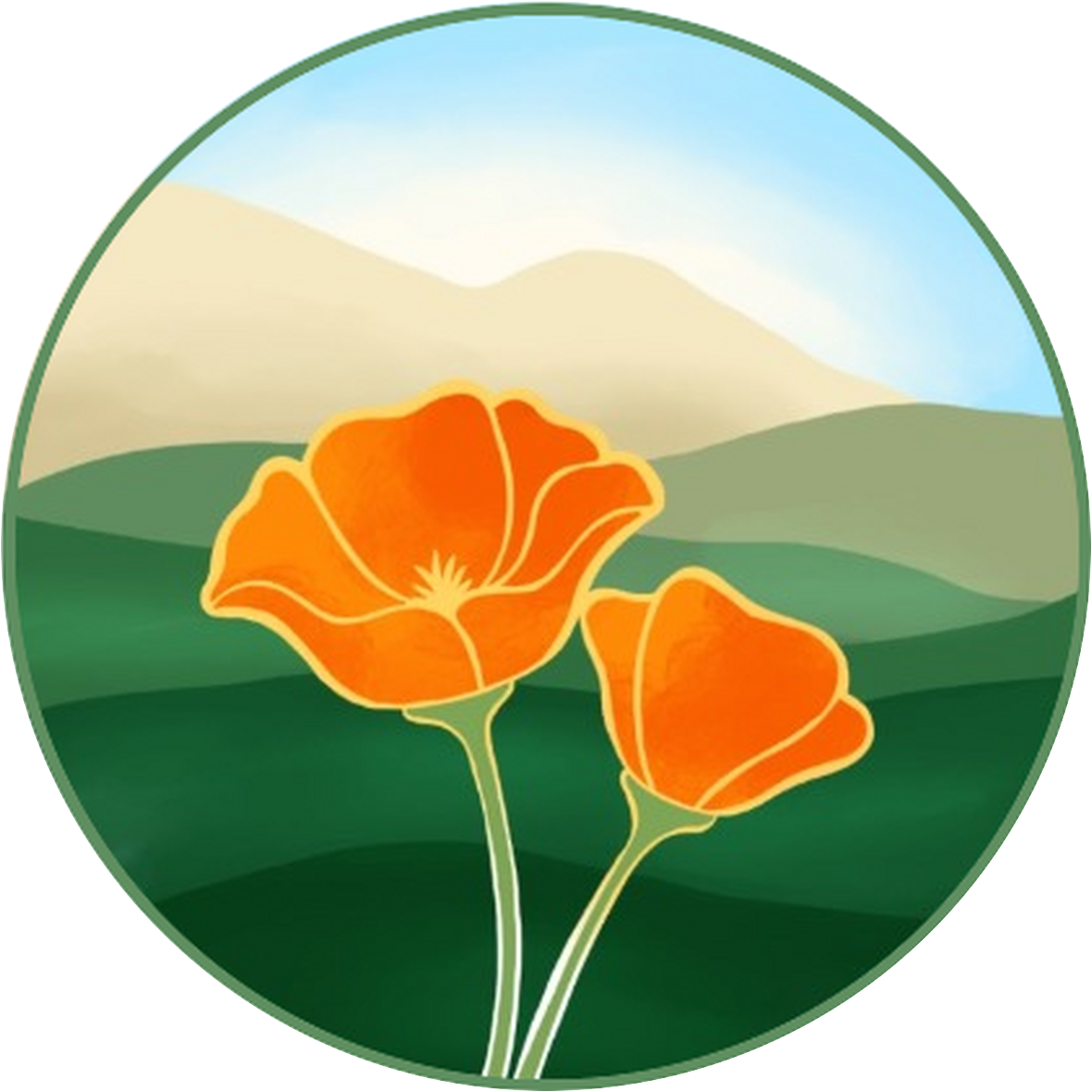 Circular poppy emblem for The Village Therapy Collective
