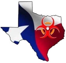 Compassion RestoraClean logo: Texas flag with biohazard symbol