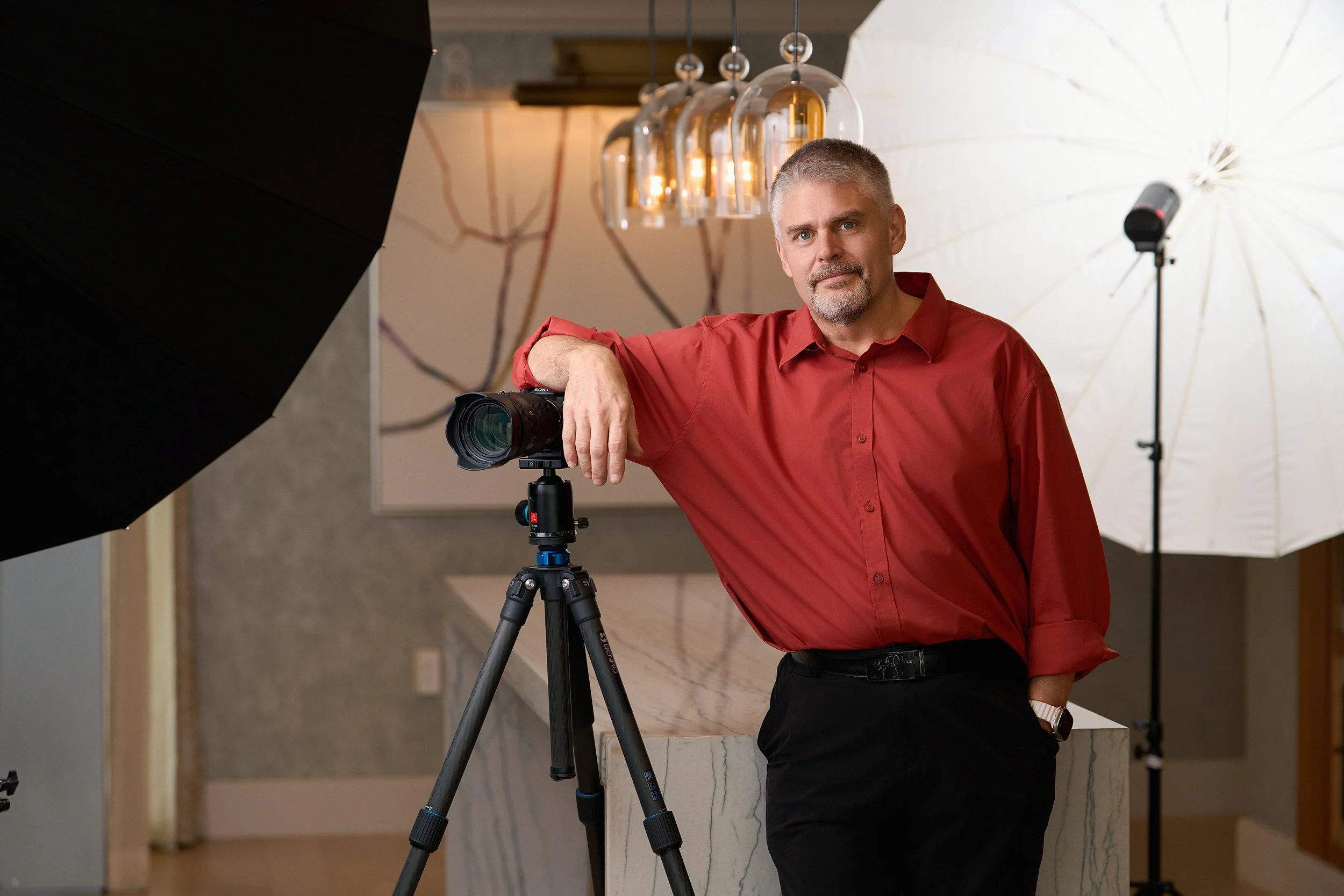 Mark Thomas, Central Texas wedding videographer, with camera equipment
