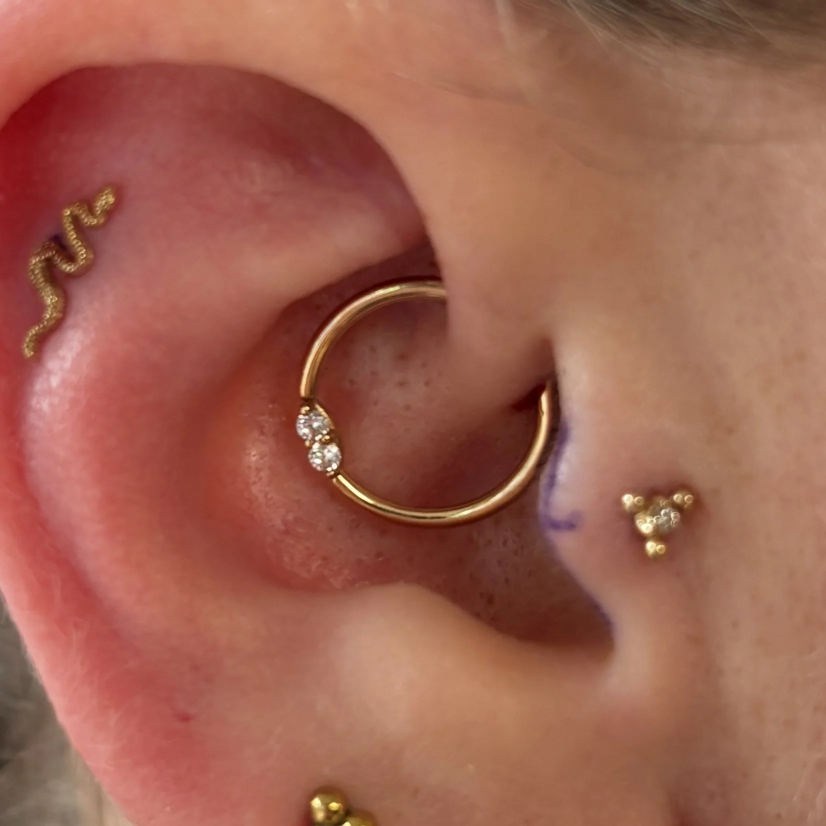 Daith, Outer Helix, Tragus