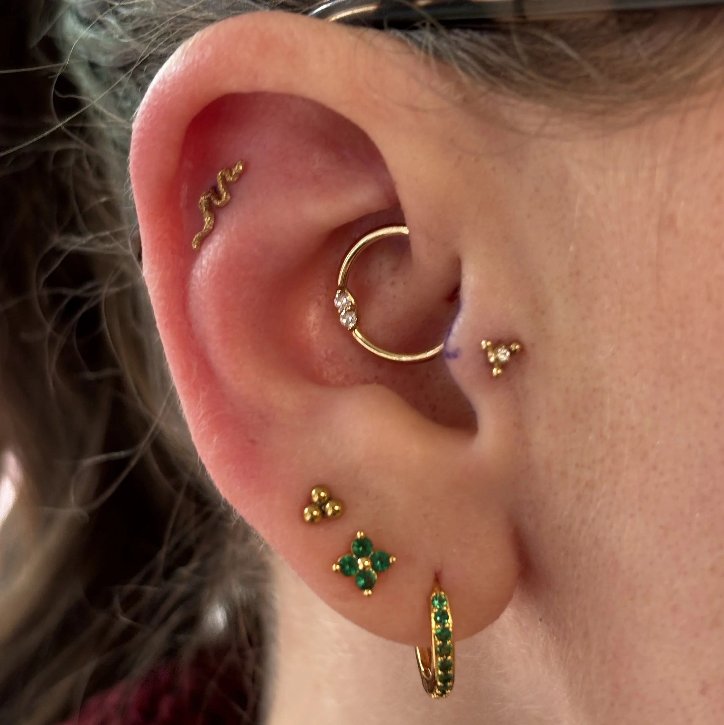 Daith, Outer Helix, & Tragus