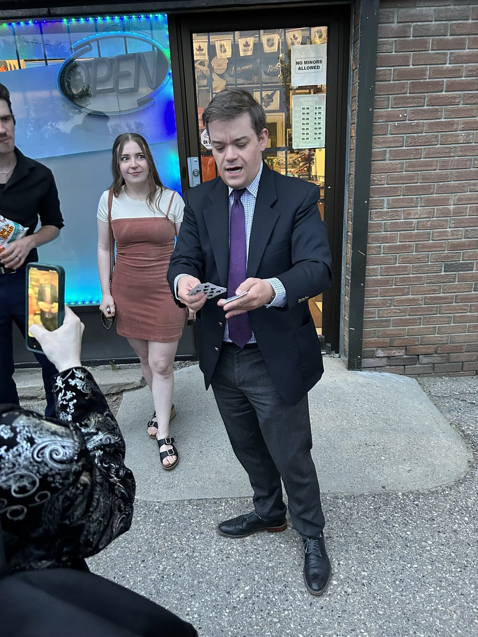 Performing magic outside. 