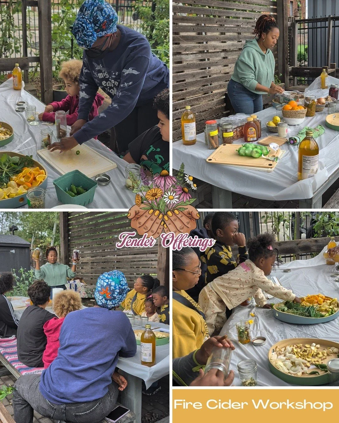 Today wrapped up Tender Offerings&rsquo; 2026 Abundance Garden Workshops! 💜🍃

We ended the season with a traditional seasonal tonic Fire Cider! 🔥

We picked herbs and peppers straight from the garden, chopped oranges, lemons, onions, and ginger, t
