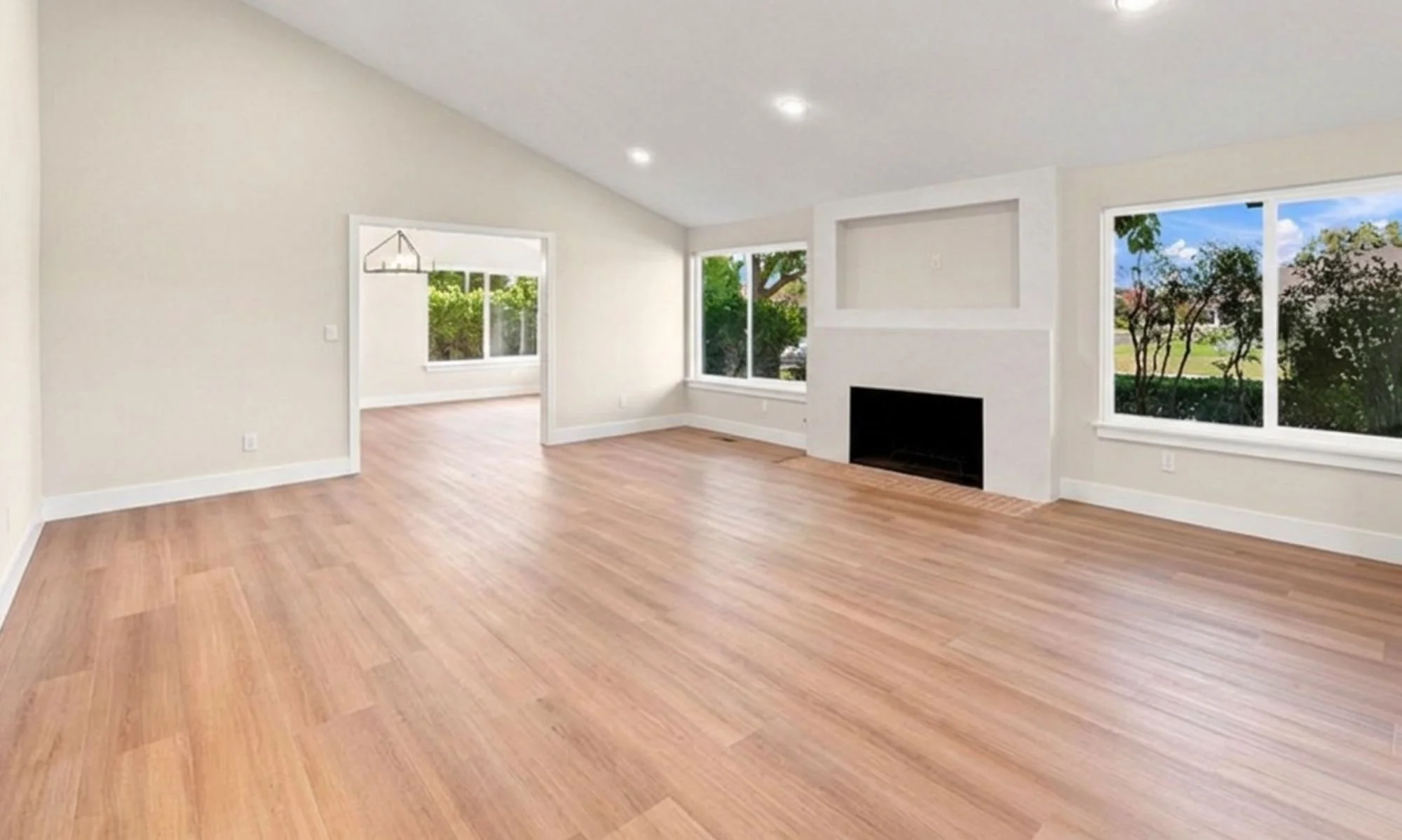 Same room in St Hubert Woods Estates in North Tustin shown without staging. 