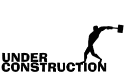 Under construction sign with a person working on a ladder.