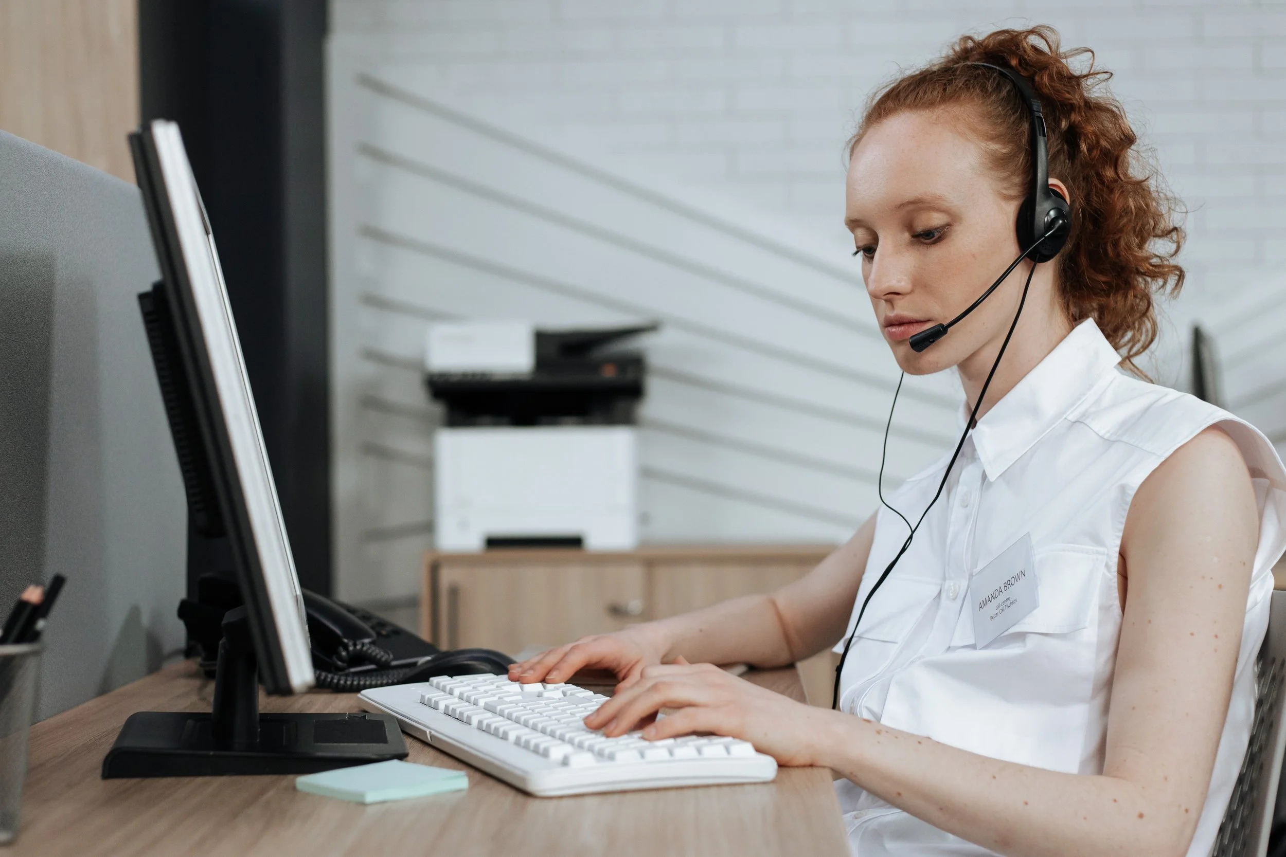 Ethos Teams nearshore customer support specialist with headset⁠