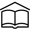 A simple drawn icon of an open book.
