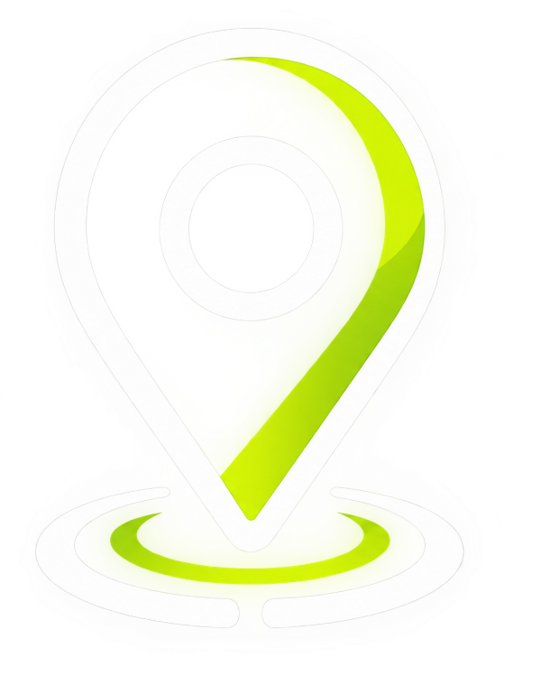 Green location pin icon with a shadow effect.