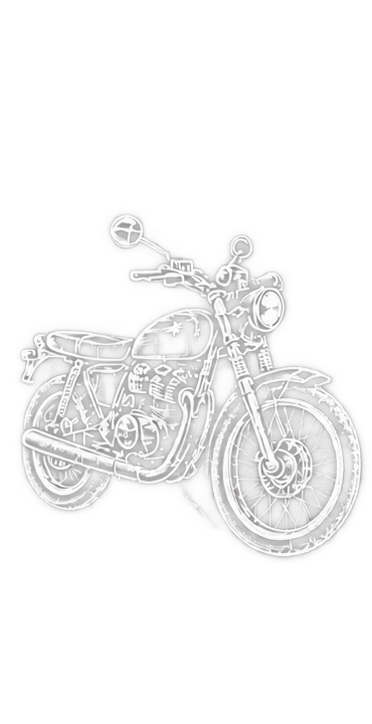 Outline of a cruiser motorcycle with a round headlight, windshield, and classic design.