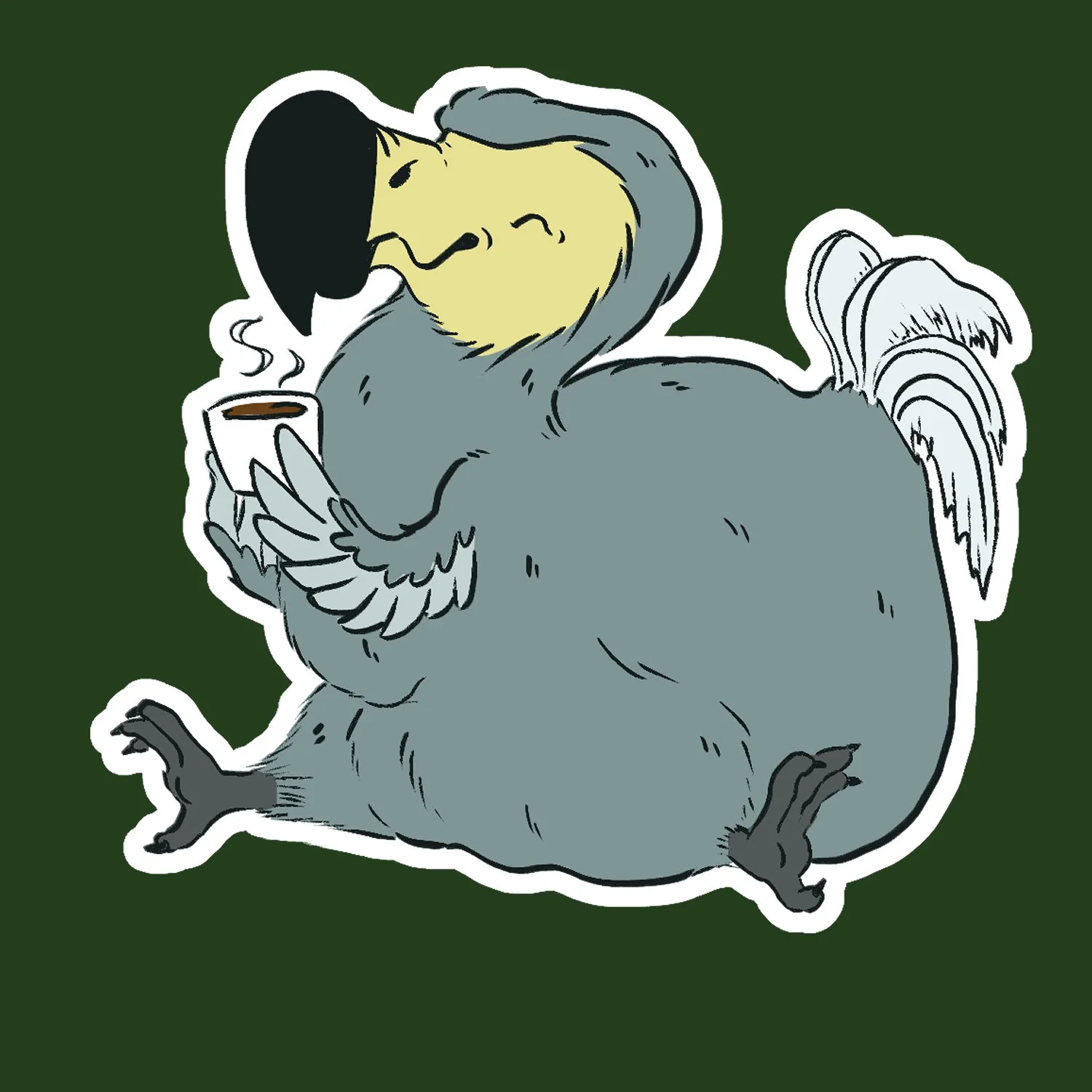 Dodo drinking Tea or Coffee | Waterproof Vinyl Sticker