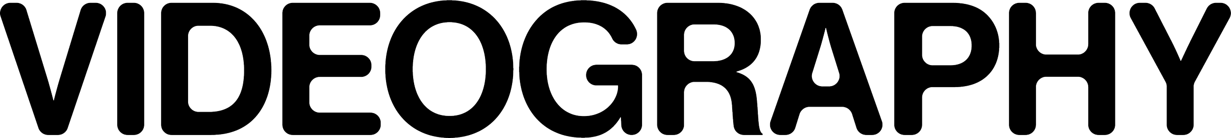 Text graphic reading 'VIDEOGRAPHY' in large, outlined black letters on a transparent background.