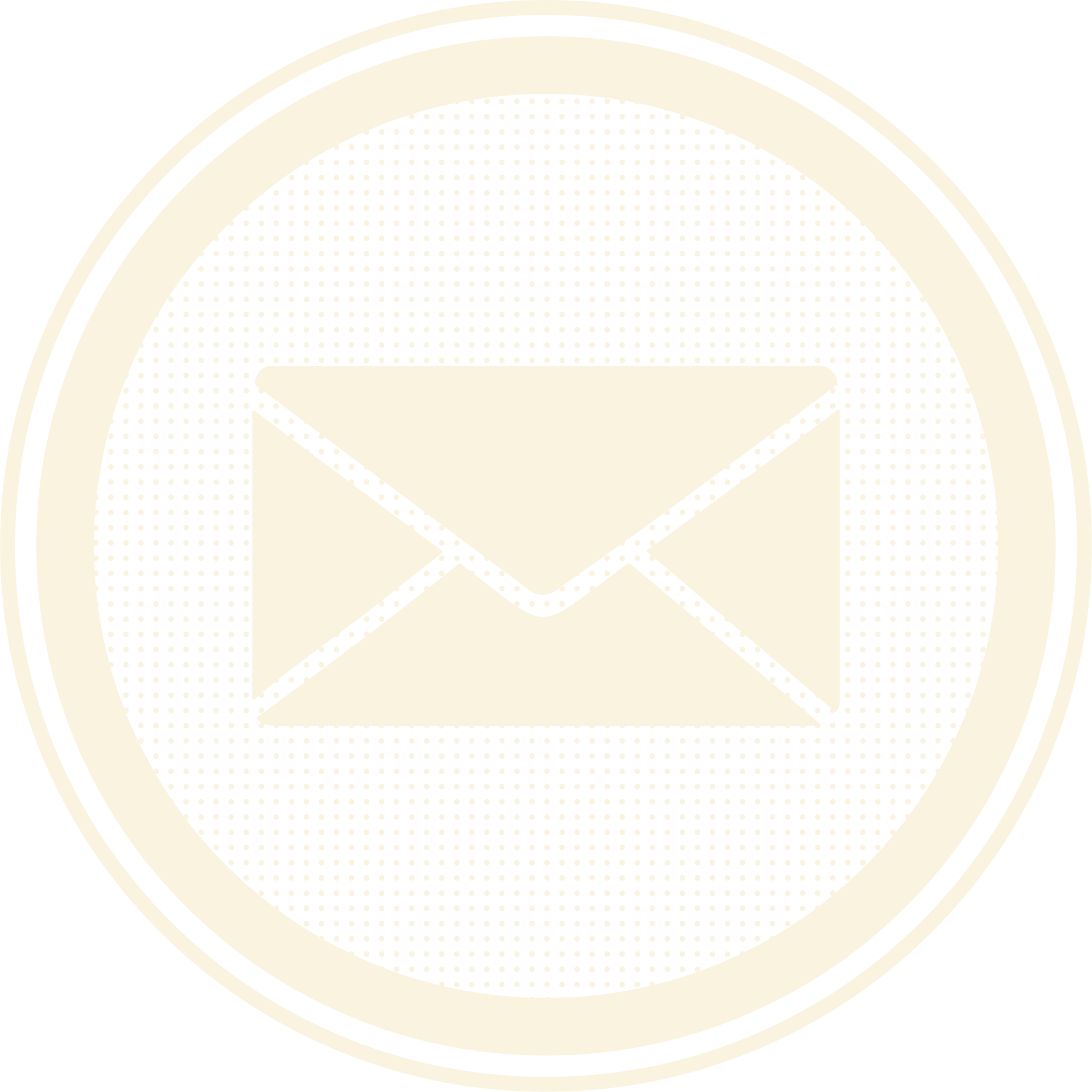 Close-up of a circular icon featuring an envelope symbol, representing email or messaging, on a black background.