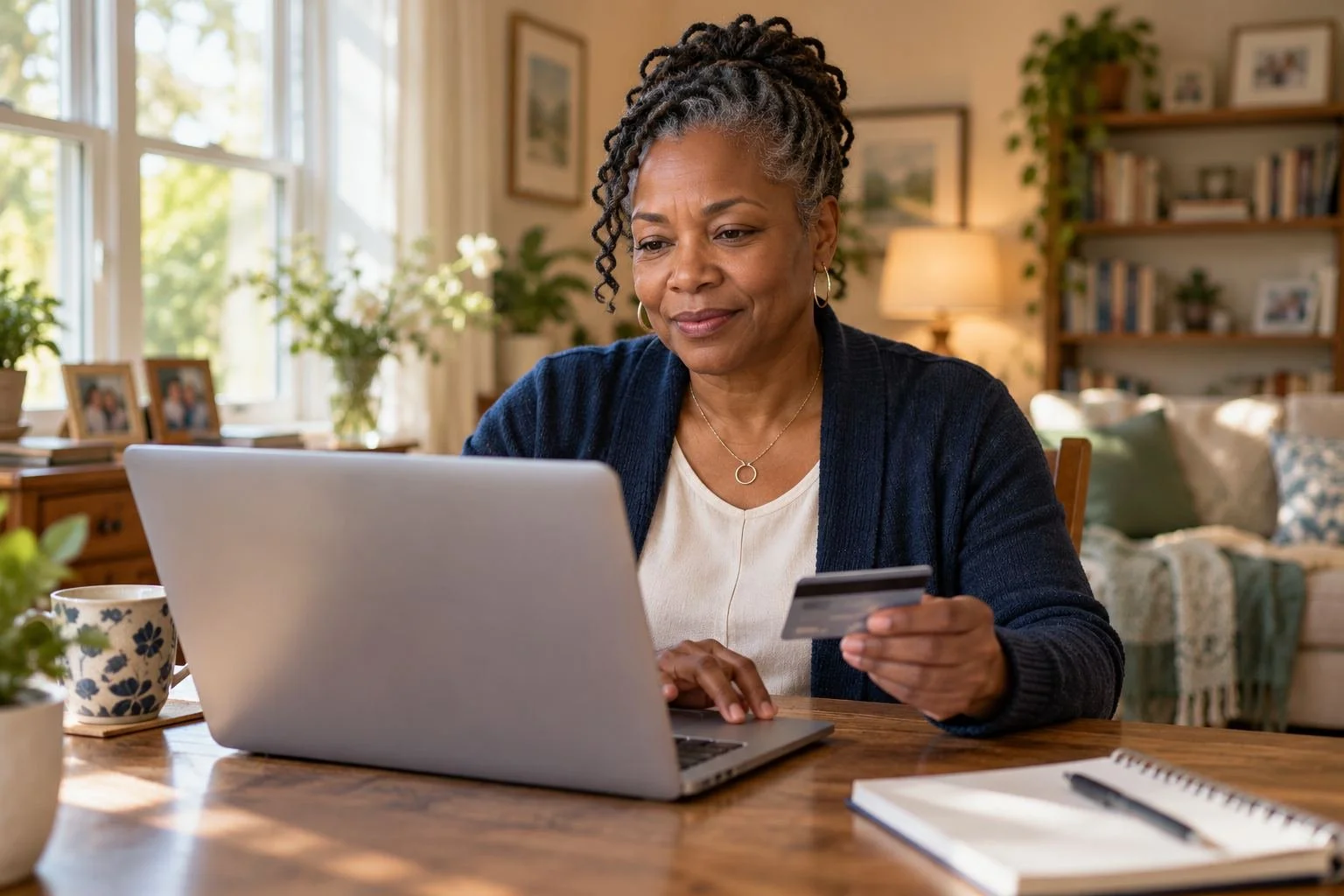African American woman giving online from home (illustrative image).
