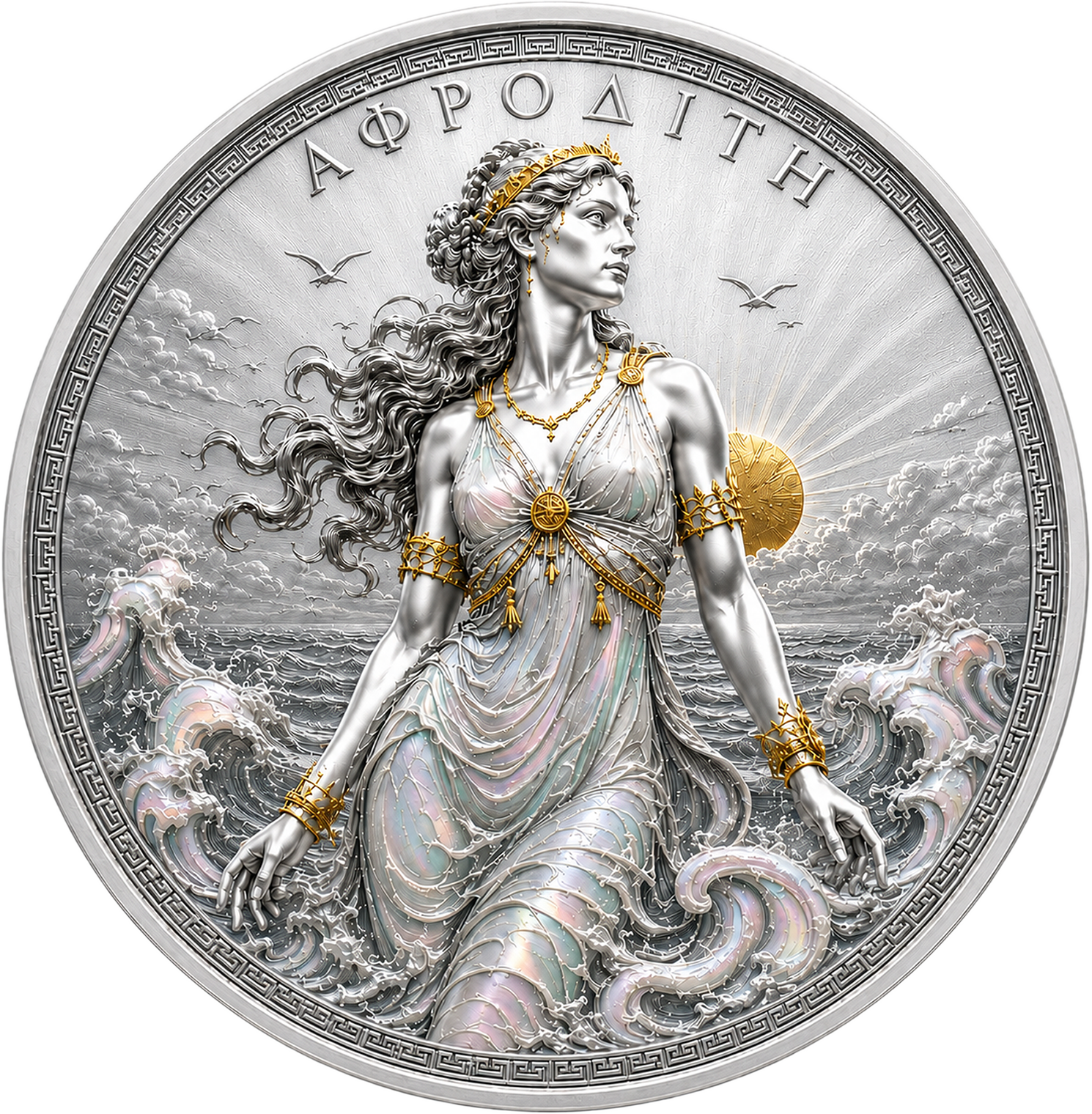 Aphrodite medallion coin face