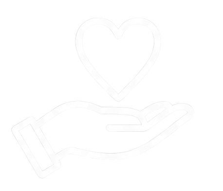 Line drawing of a hand holding a heart symbol above it.