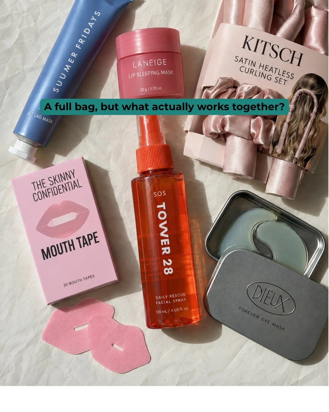 We keep seeing it: people traveling with a full bag of skincare and wellness essentials.
The overnight mask. The heatless curlers. The mouth tape. The mist, balm, cream, and everything else we saw someone pack online.

They&rsquo;re often from differ