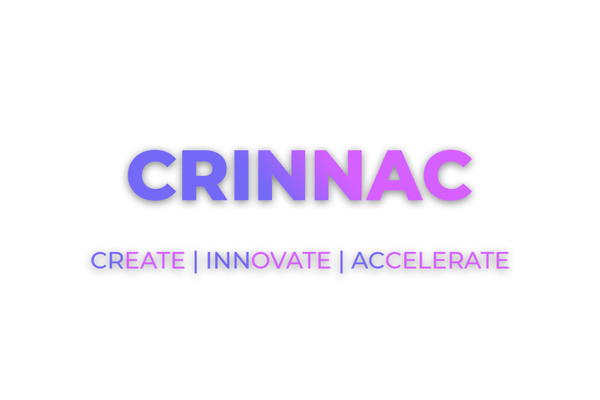 The image displays the word 'CRINNAC' in large, bold purple letters, with the words 'Create | Innovate | Accelerate' in smaller purple and blue text below.