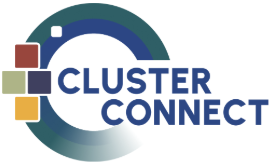 Cluster Connect logo with a circular design and multicolored squares